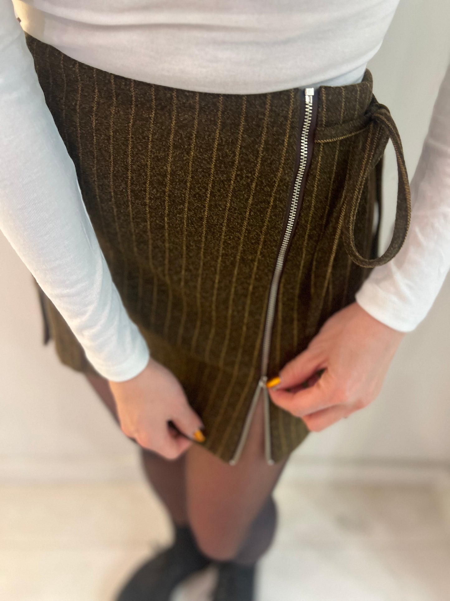 MOSIC Stripe wool mini skirt