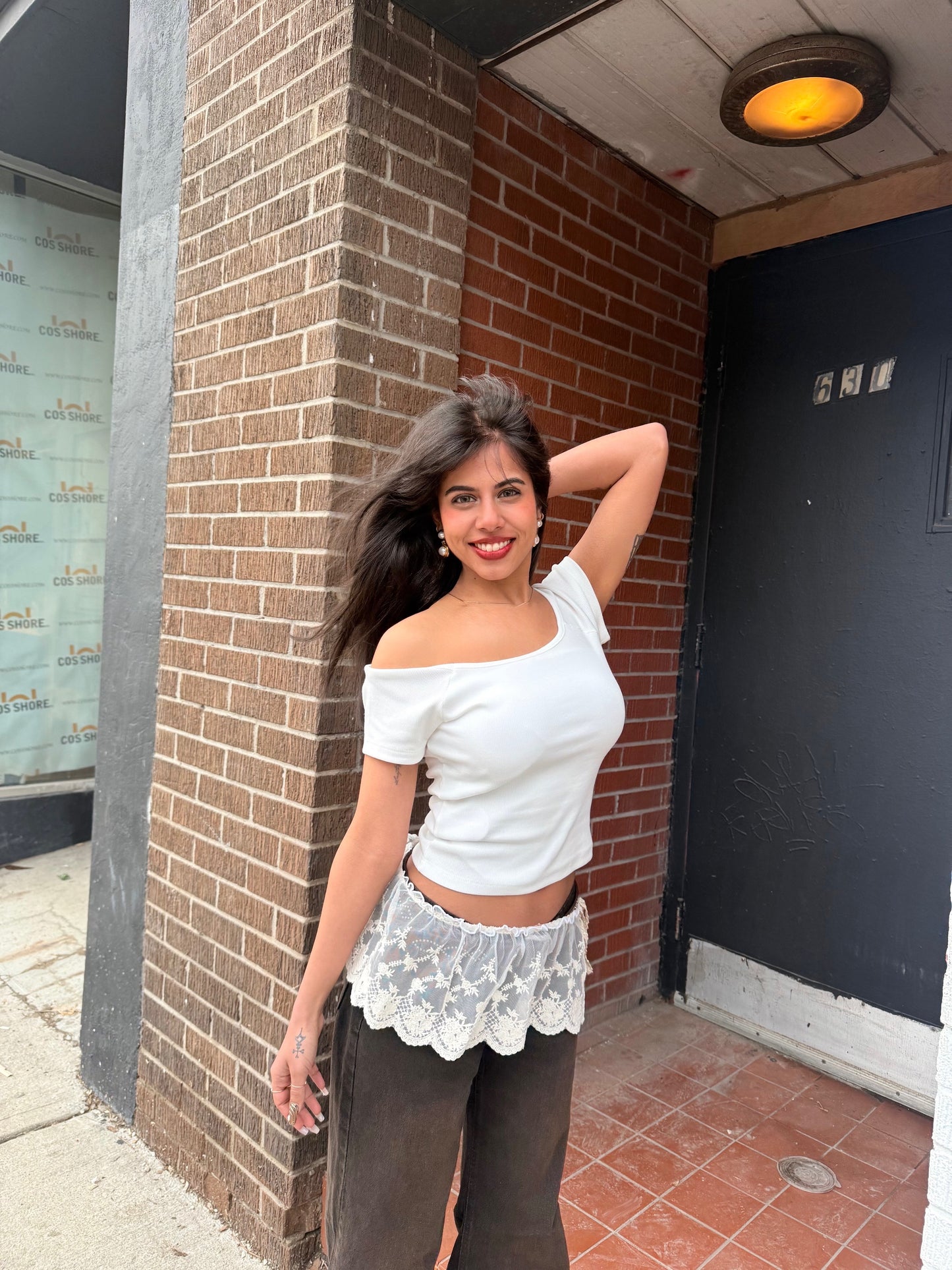 RIVER Lace overlay skirt