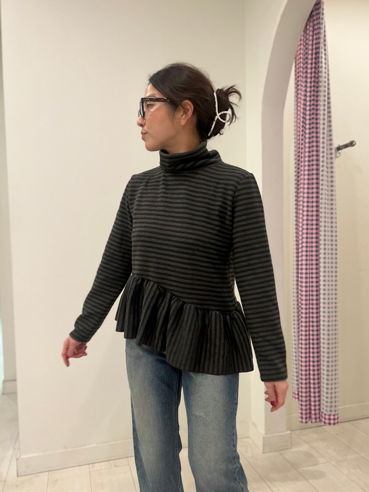 LANYA Stripe peplum top