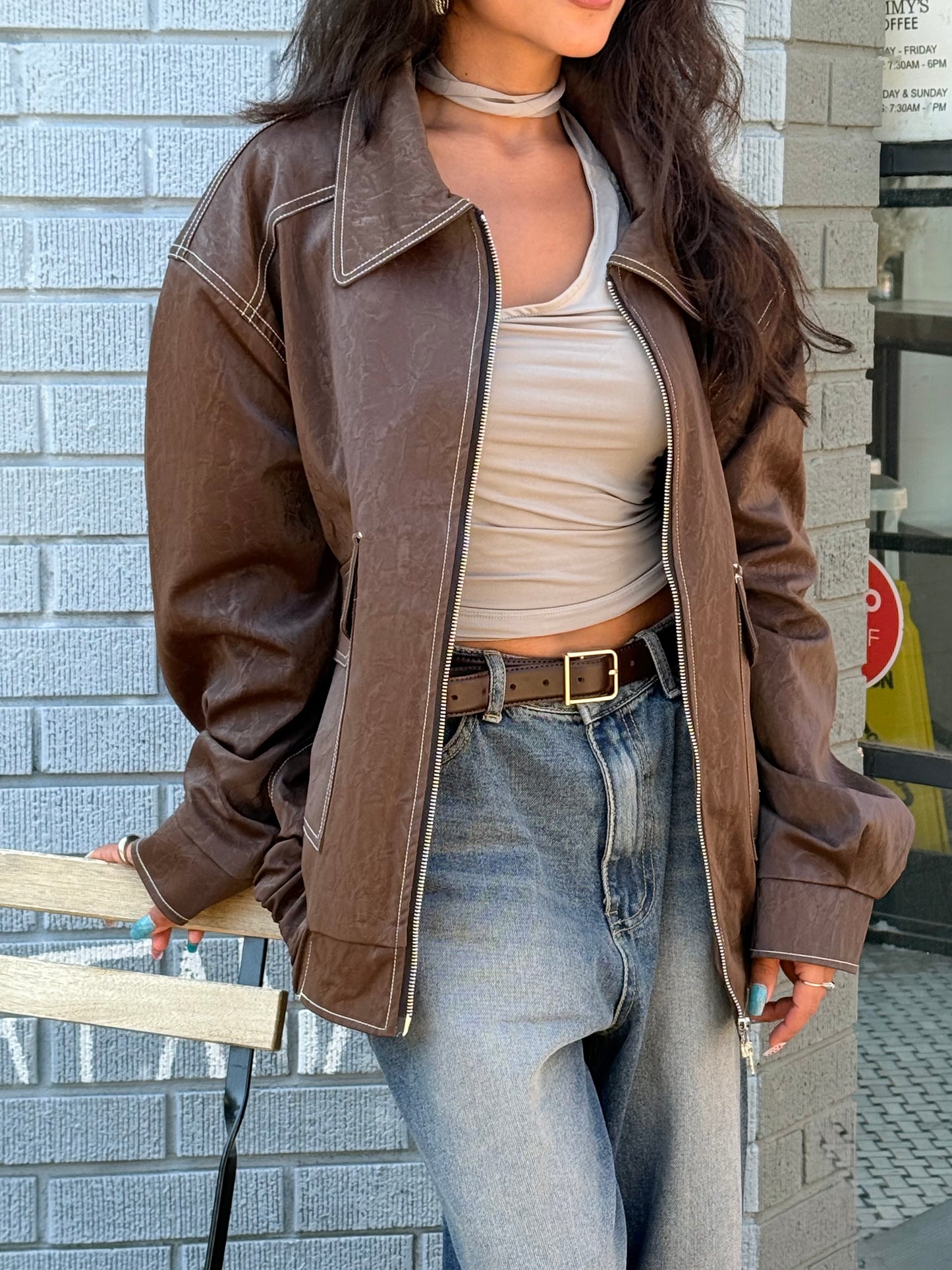 PINT Faux leather bomber