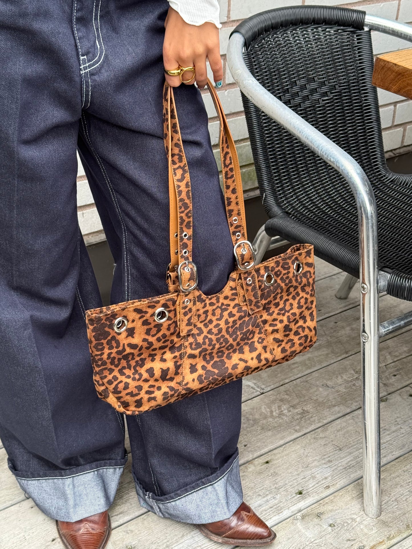 VELO Belted faux suede bag