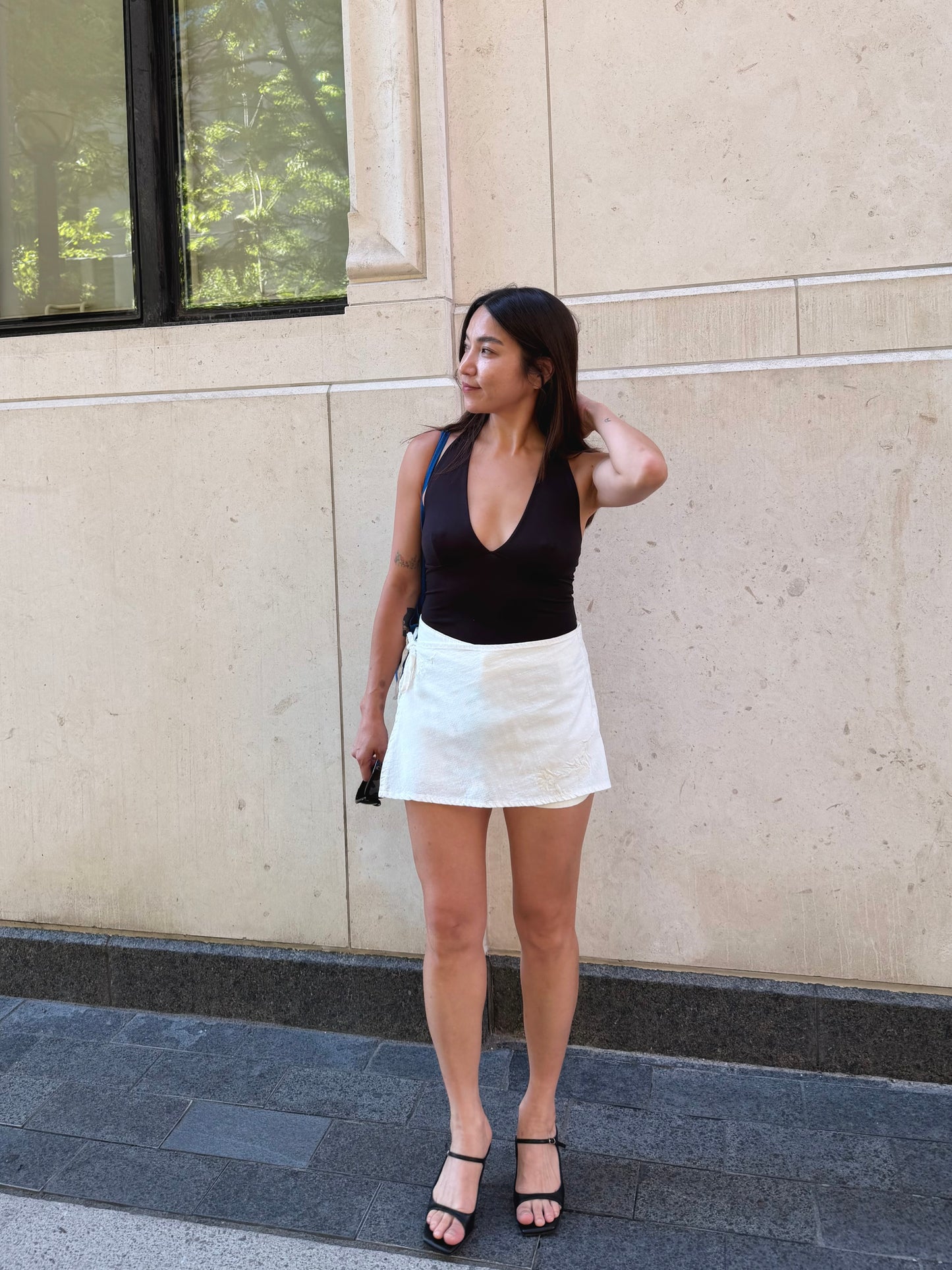 EDIE Embroidered wrap shorts