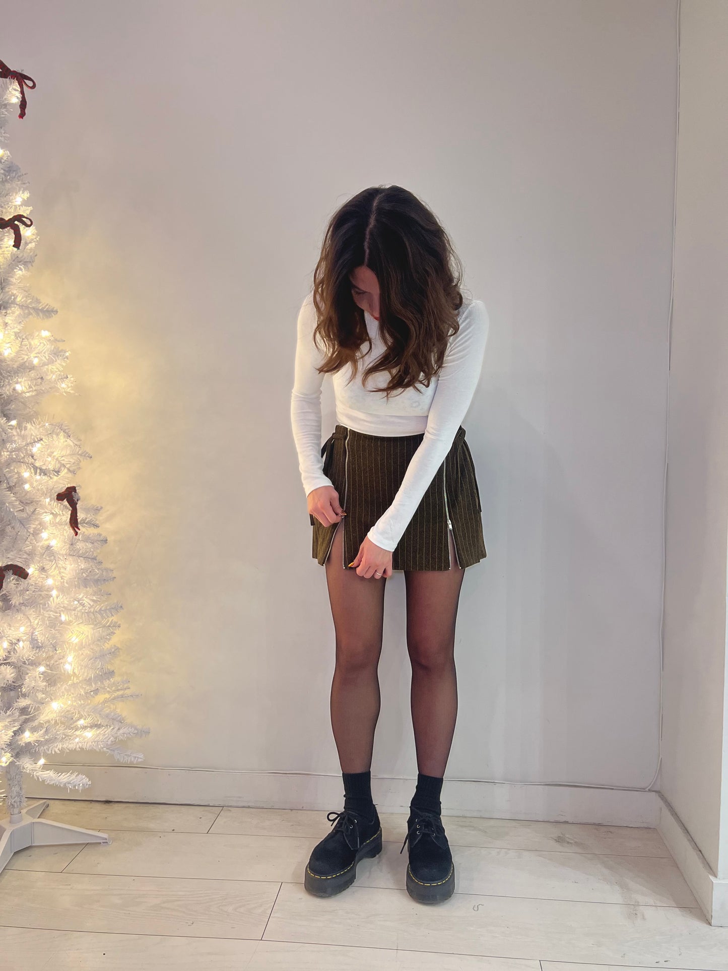 MOSIC Stripe wool mini skirt