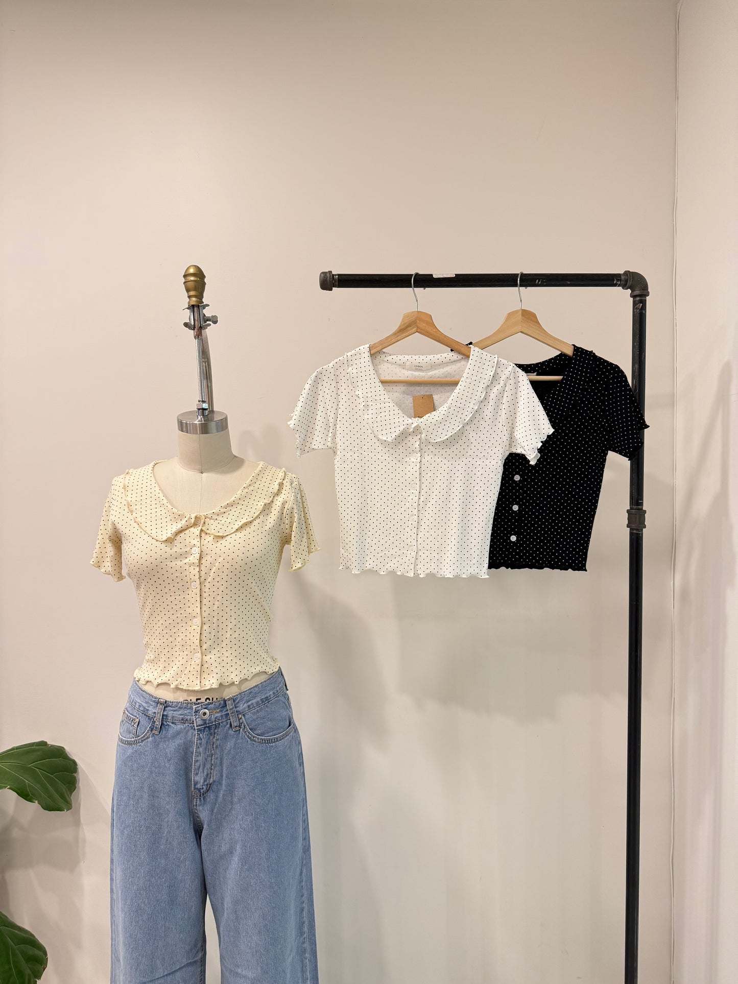 BLUSH Polkadot collar top