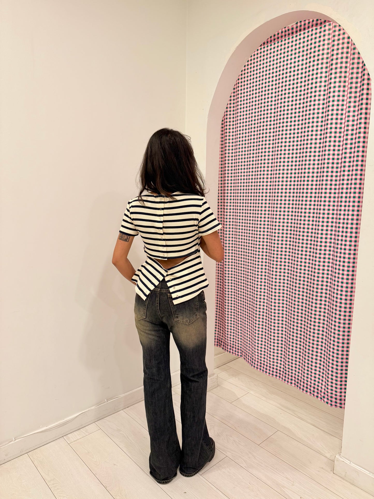 LITTO Stipe backless top