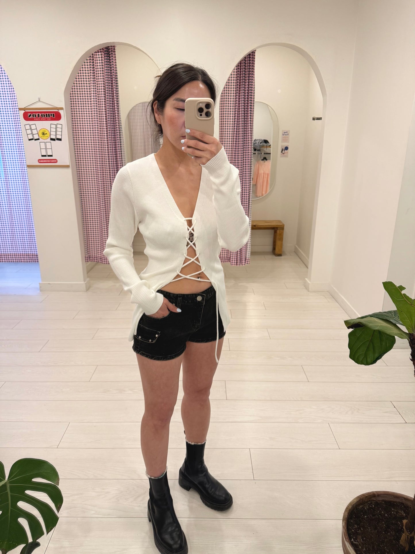RACK Lace-up knit top