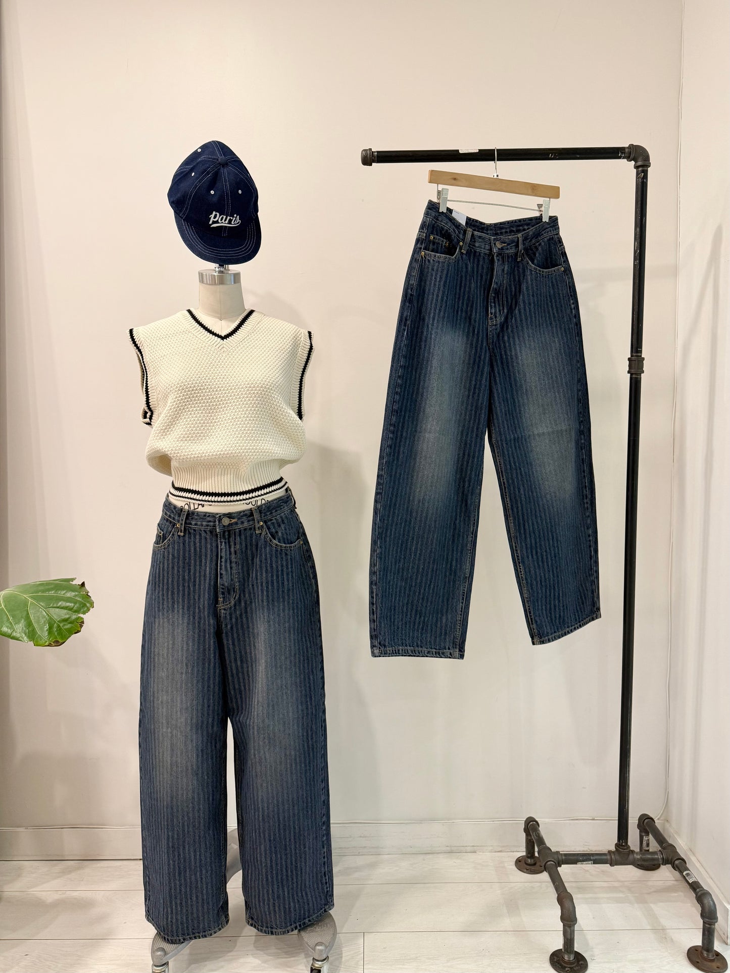MEGO Striped denim jeans