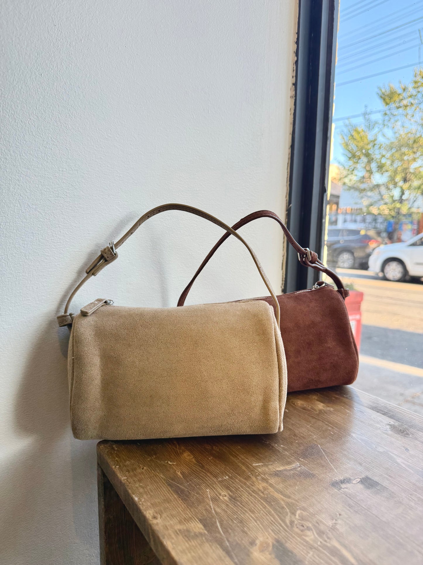 KEY Tiny suede bag