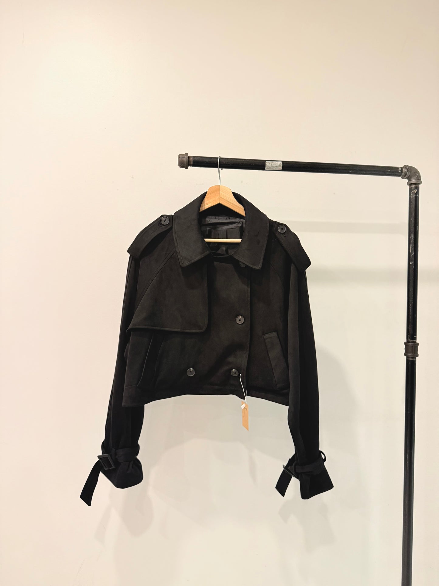 RIMON Cropped suede trench jacket