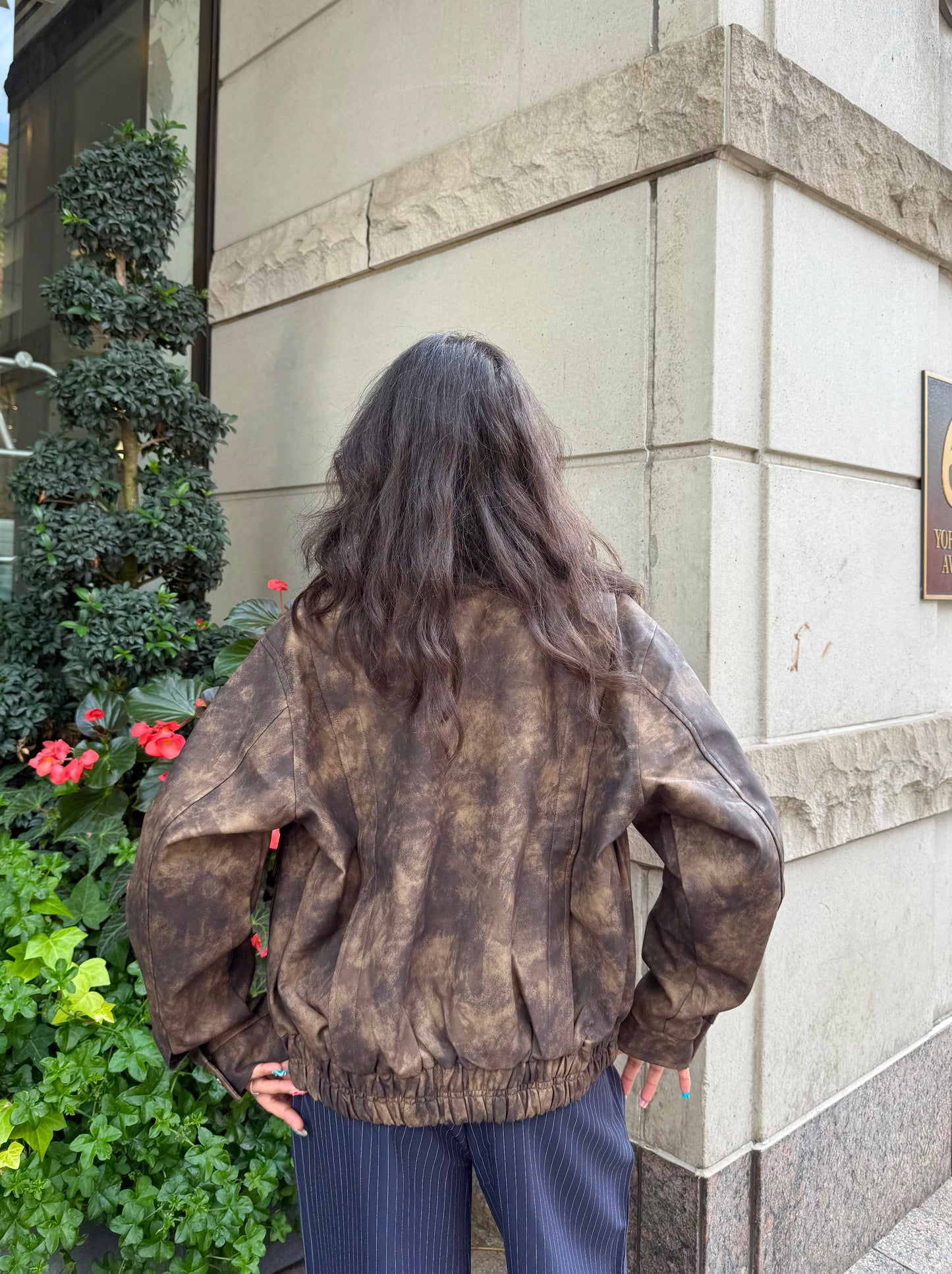 SHOW Washed faux leather bomber
