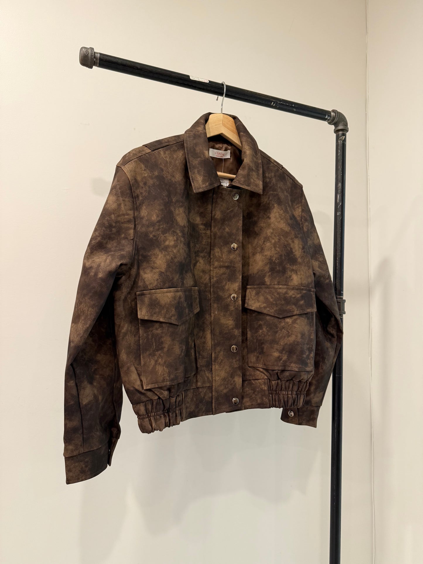 SHOW Washed faux leather bomber