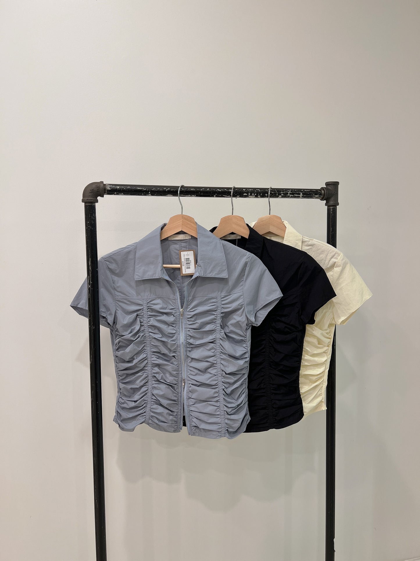 TOKYO Ruched zip-up shirt