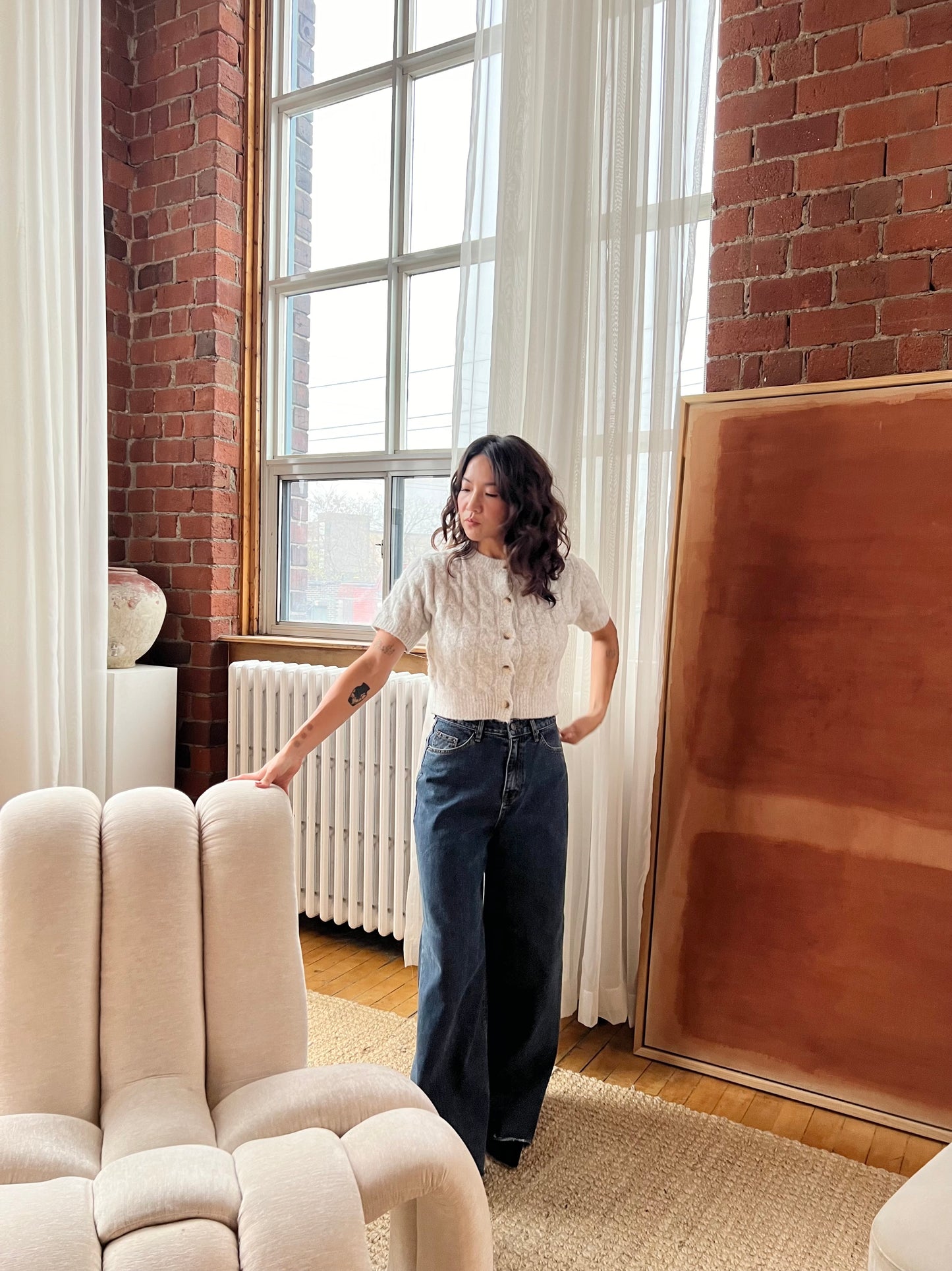 GABEL Cable-knit short sleeve top