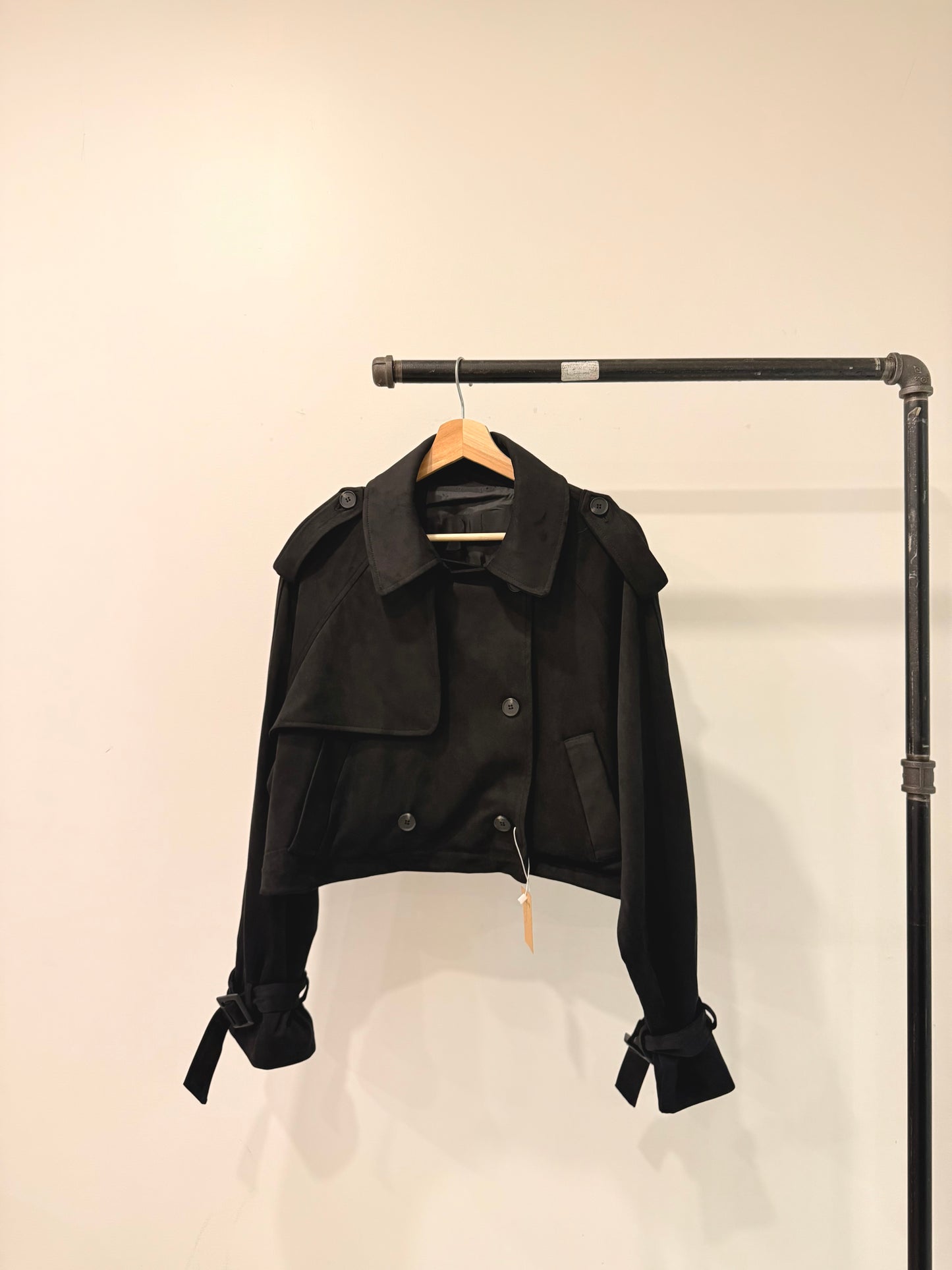 RIMON Cropped suede trench jacket