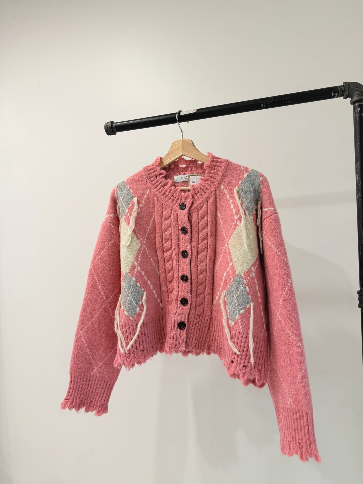 GHOST Pink argyle cardigan
