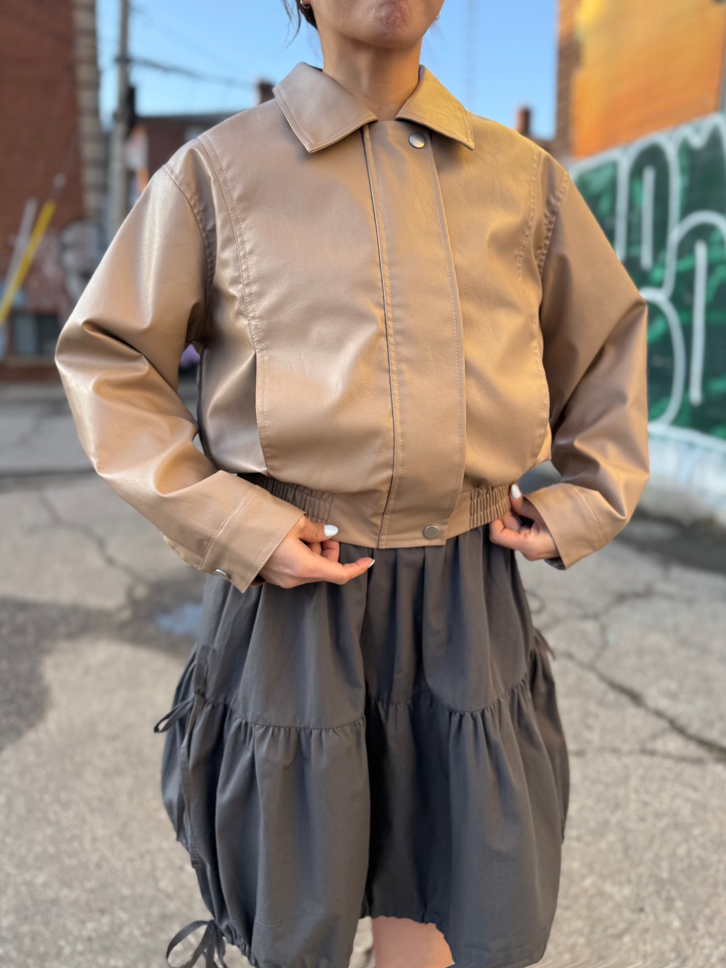 MEEN Cropped faux leather jacket