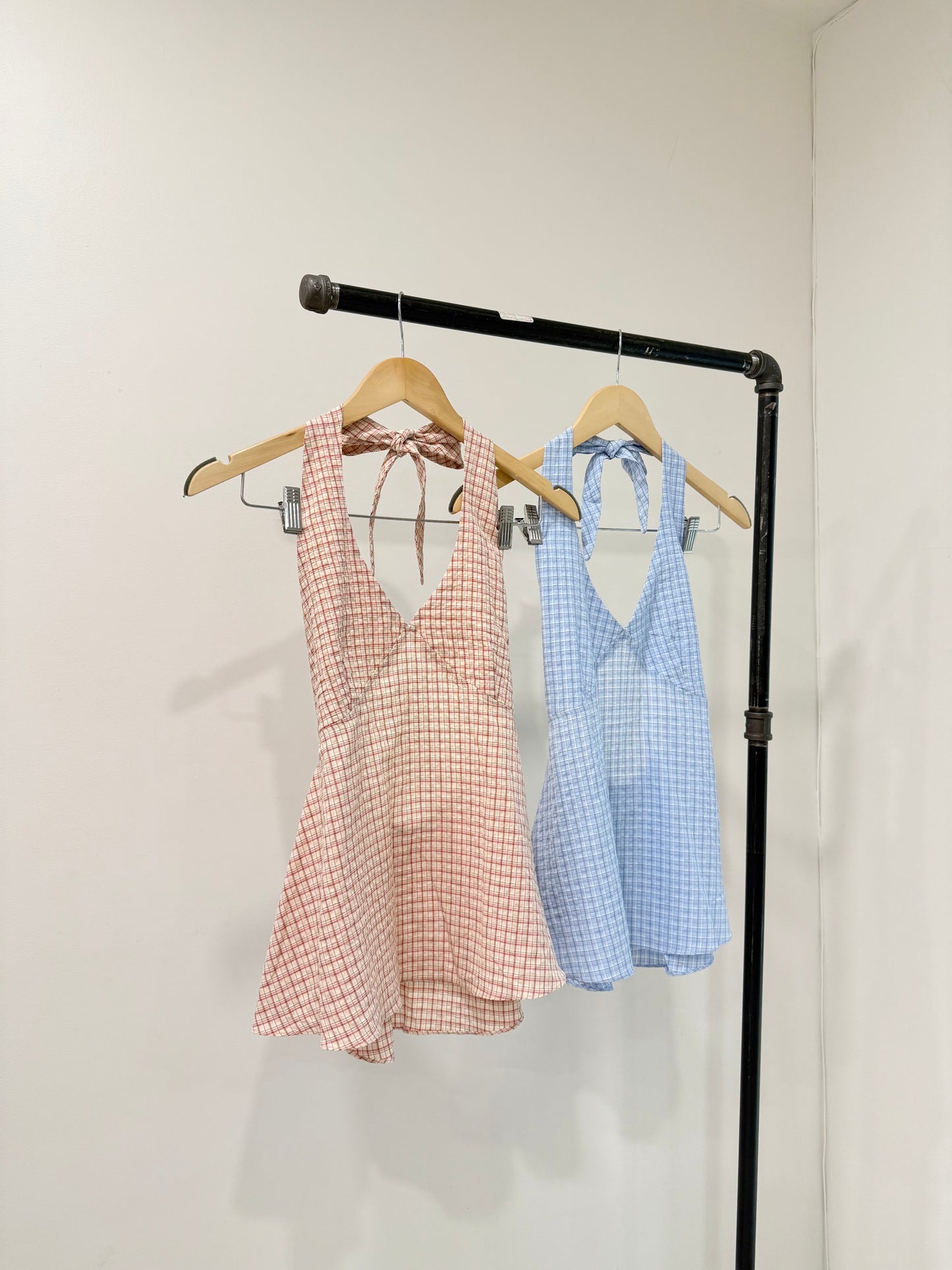 SUMMER Plaid halter shirt