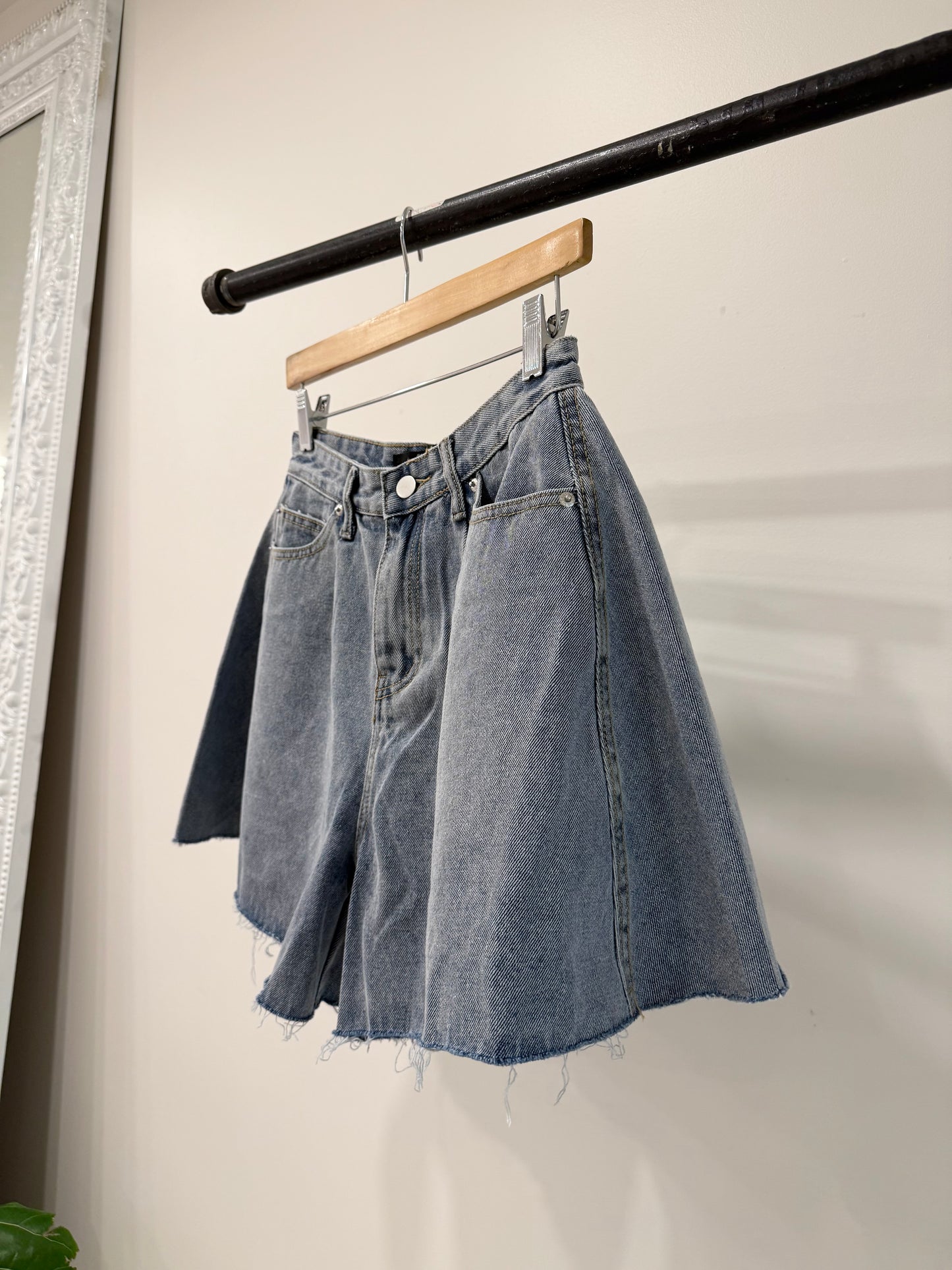 SKET Flare denim shorts