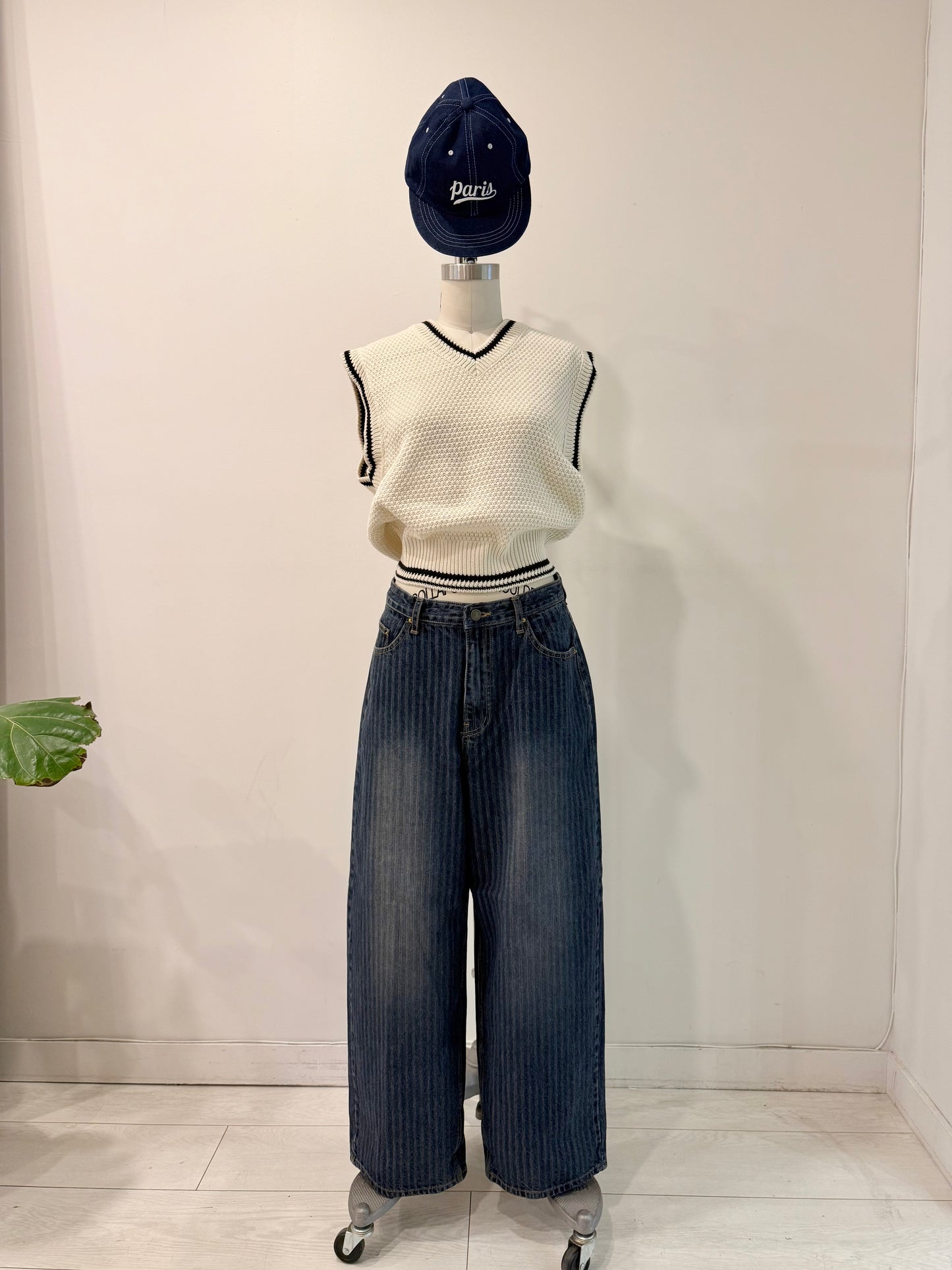 MEGO Striped denim jeans