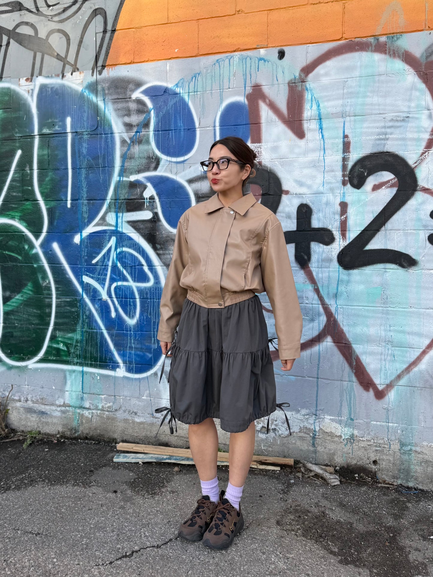 MEEN Cropped faux leather jacket