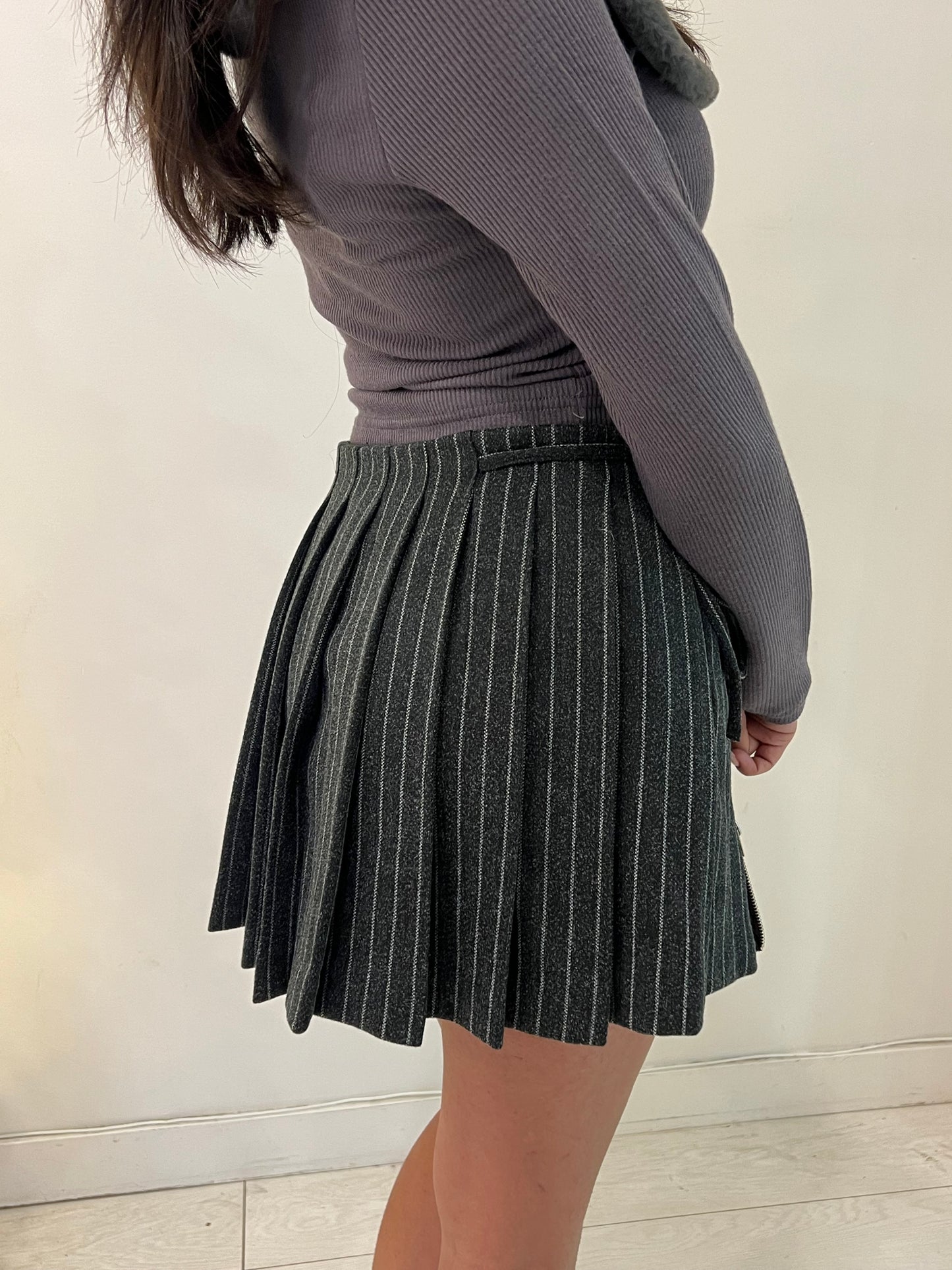 MOSIC Stripe wool mini skirt