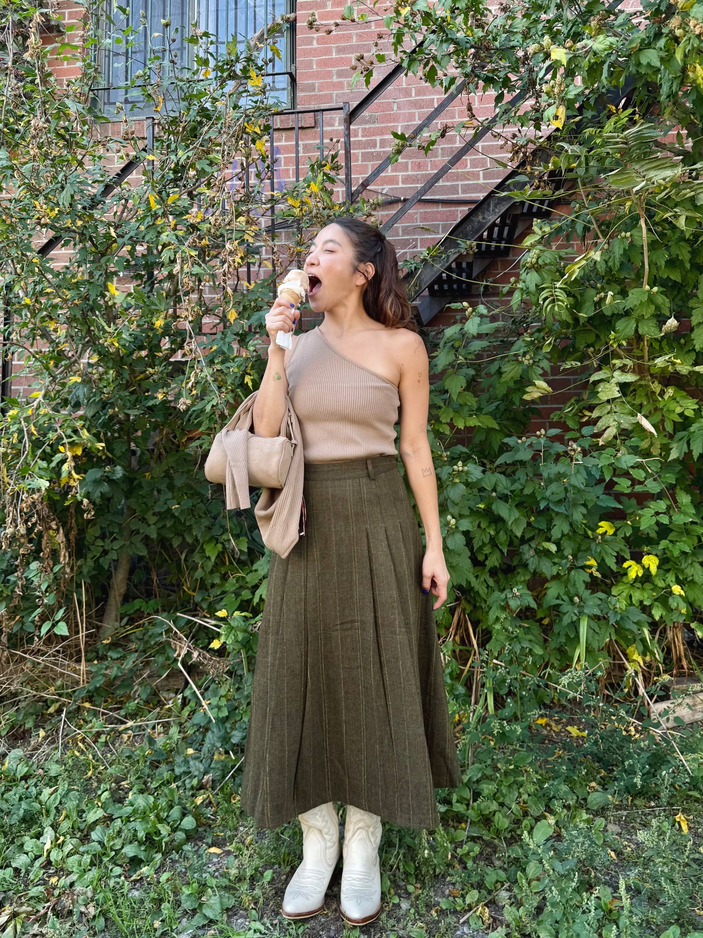 WEST Glen-plaid maxi skirt