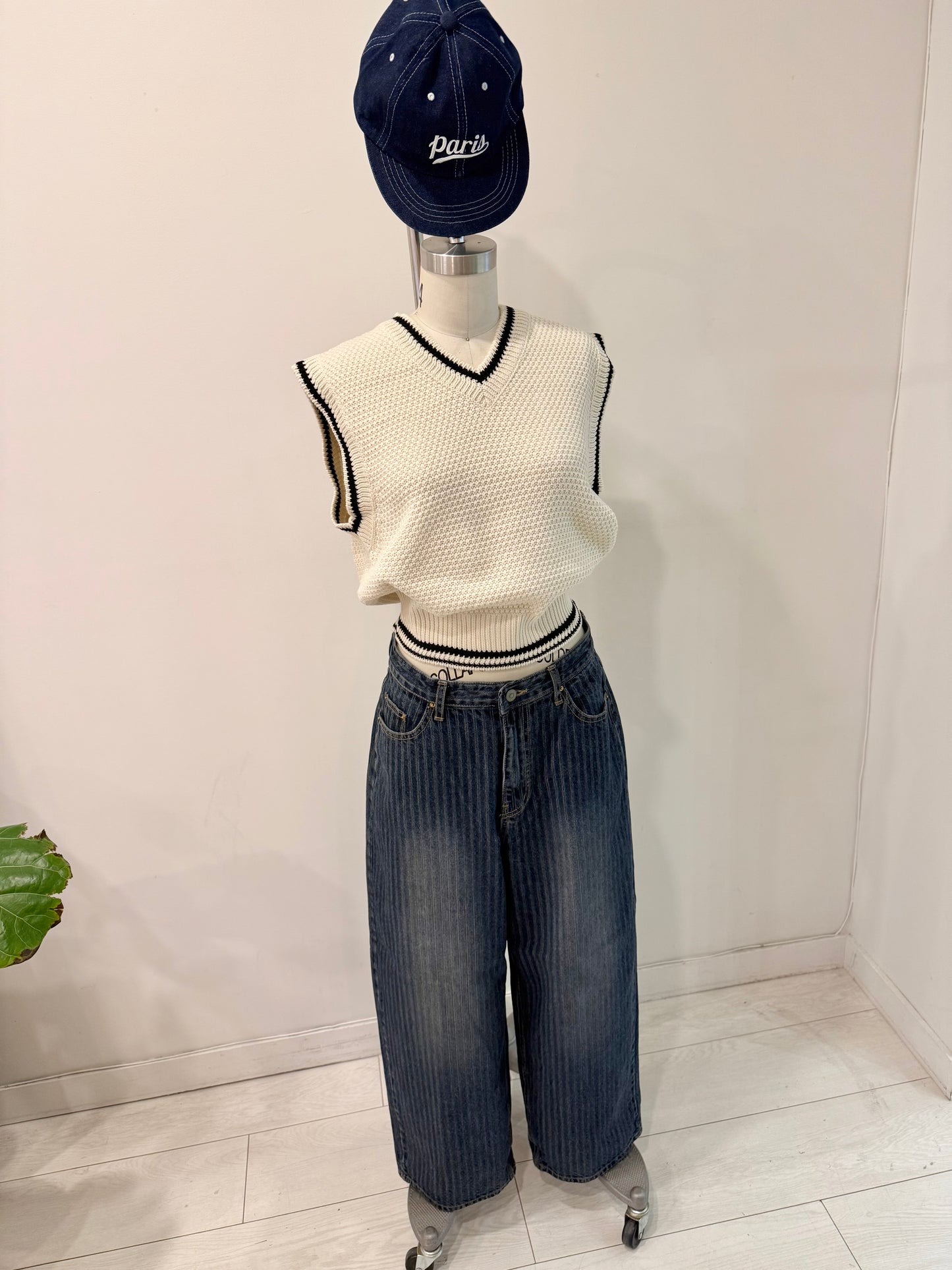 MEGO Striped denim jeans