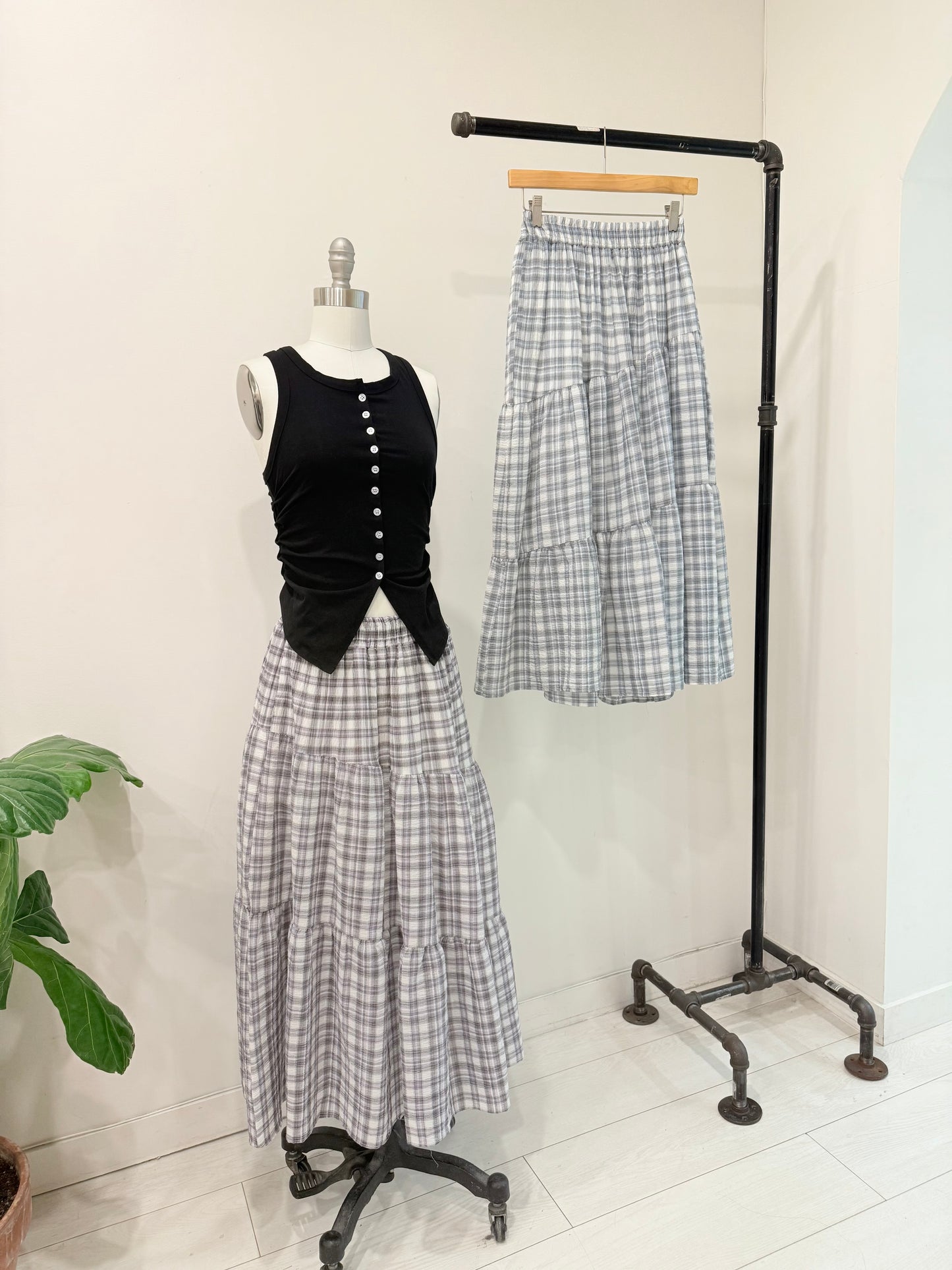 RHEENA Plaid maxi skirt