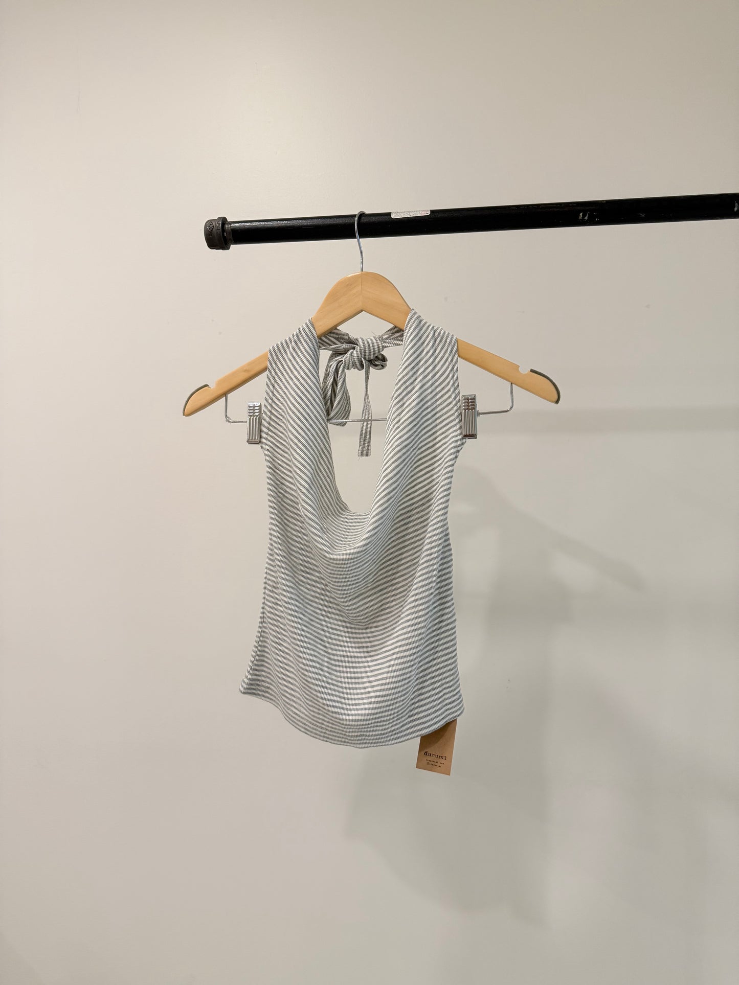 VIVI Cowl-neck stripe halter top