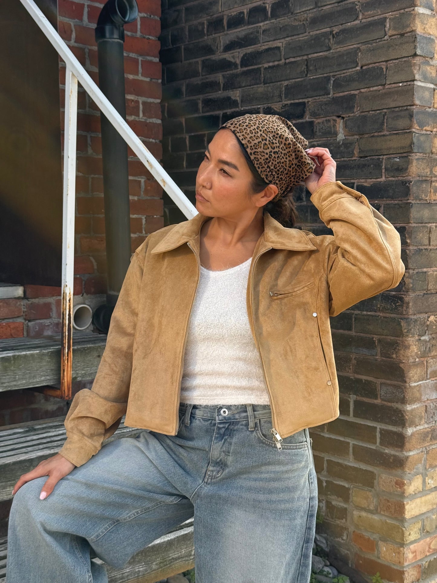WHY Suede bomber jacket