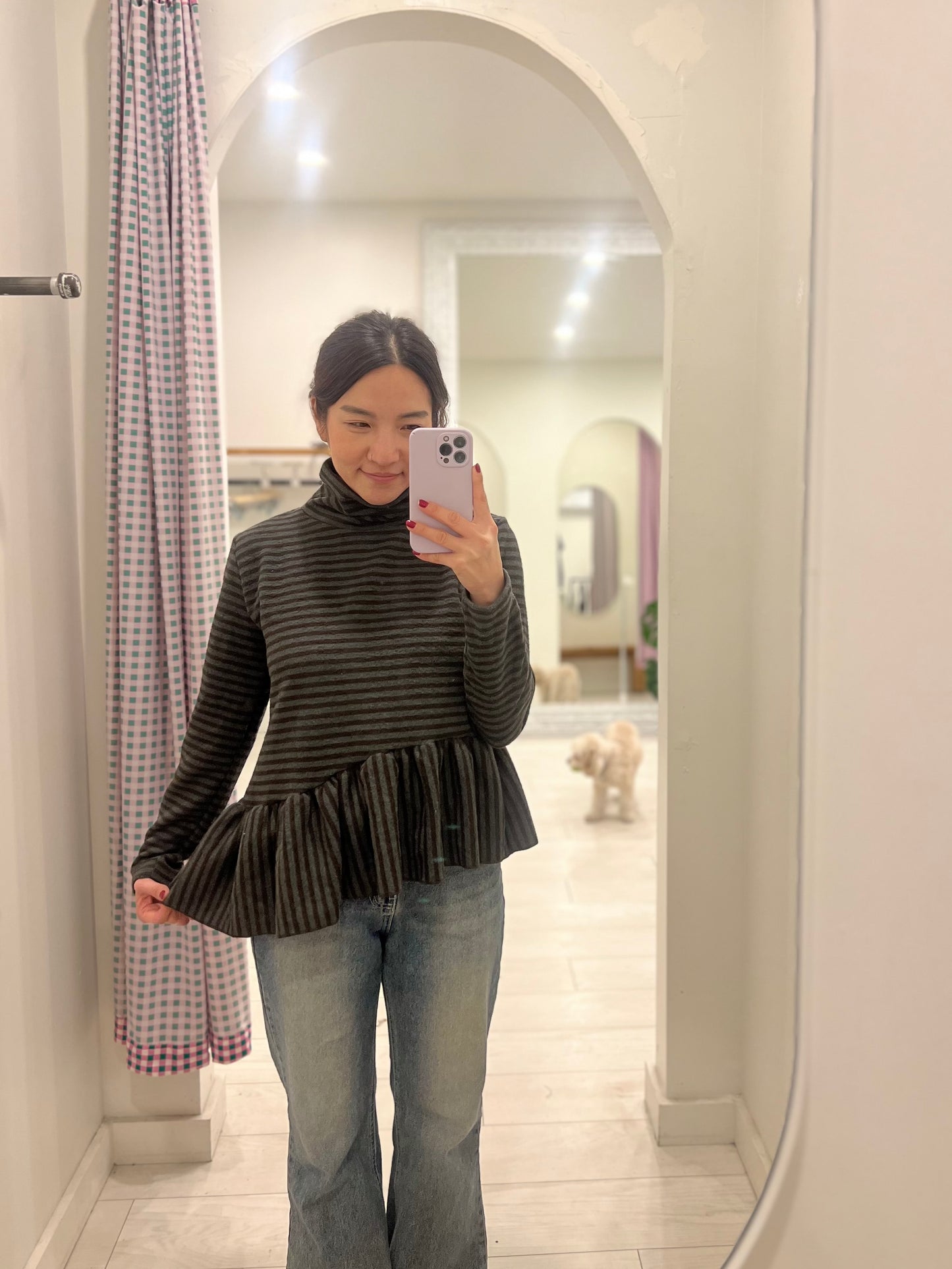 LANYA Stripe peplum top