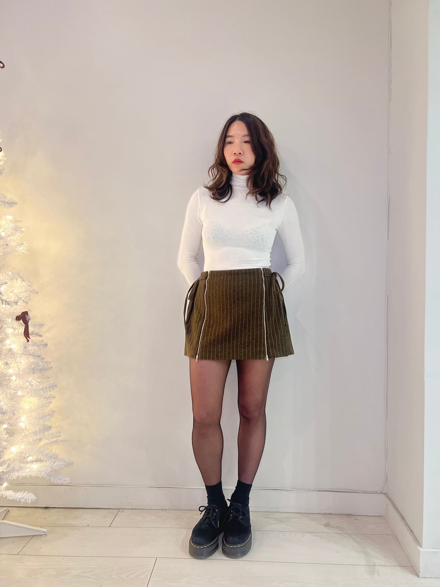 MOSIC Stripe wool mini skirt
