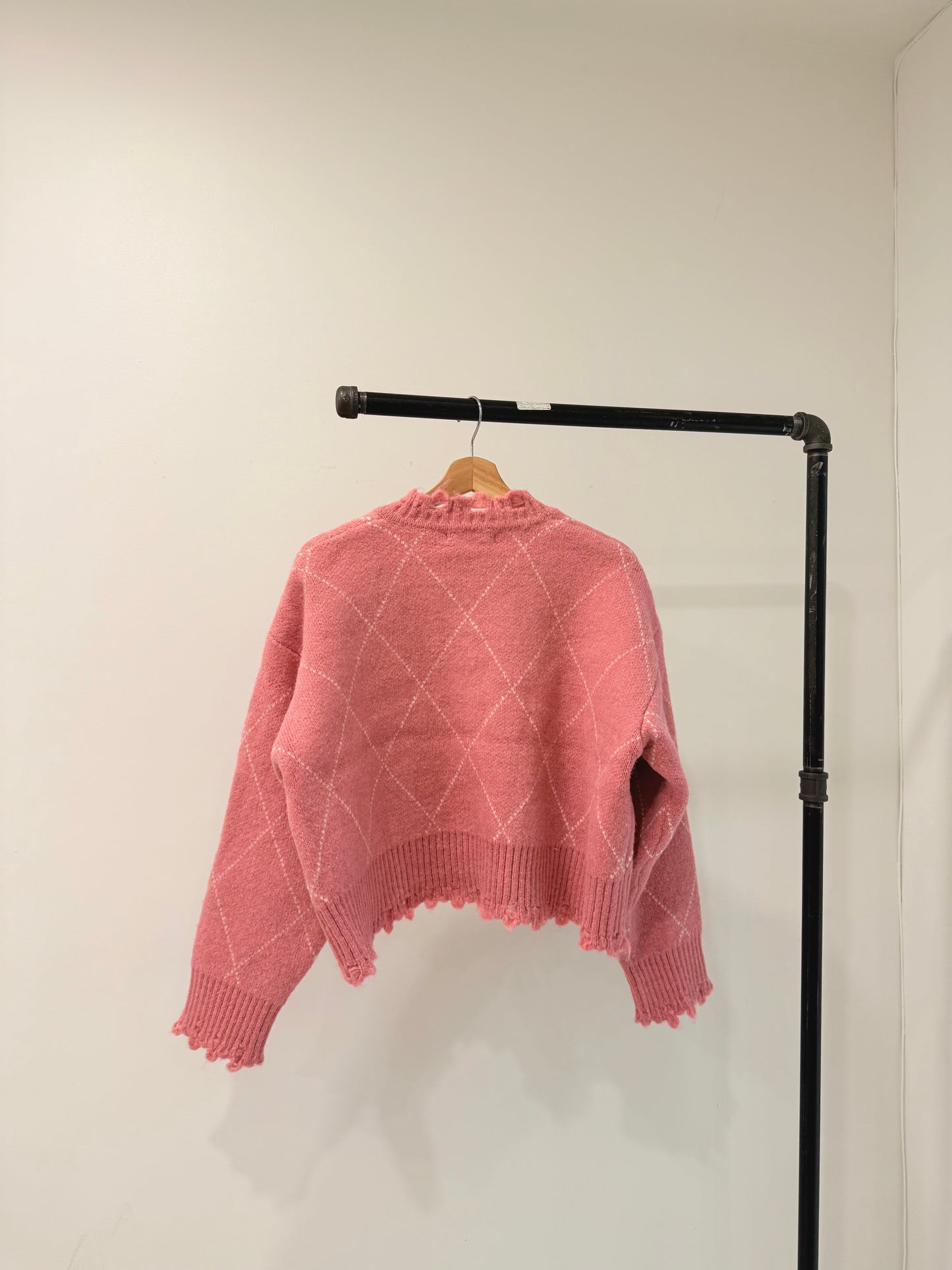 GHOST Pink argyle cardigan