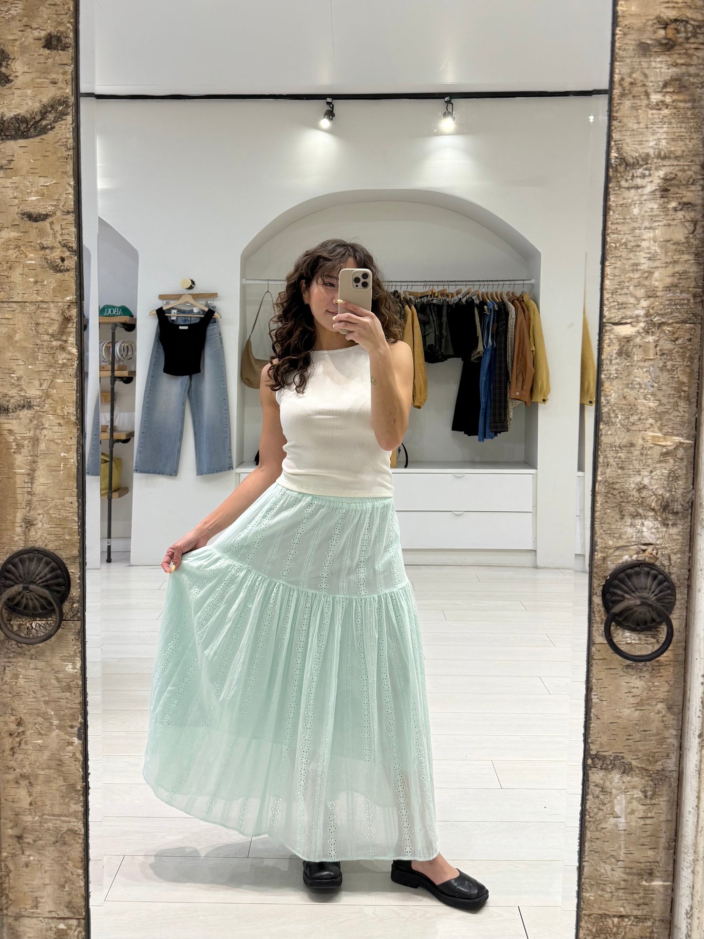 SERENE Eyelet maxi skirt