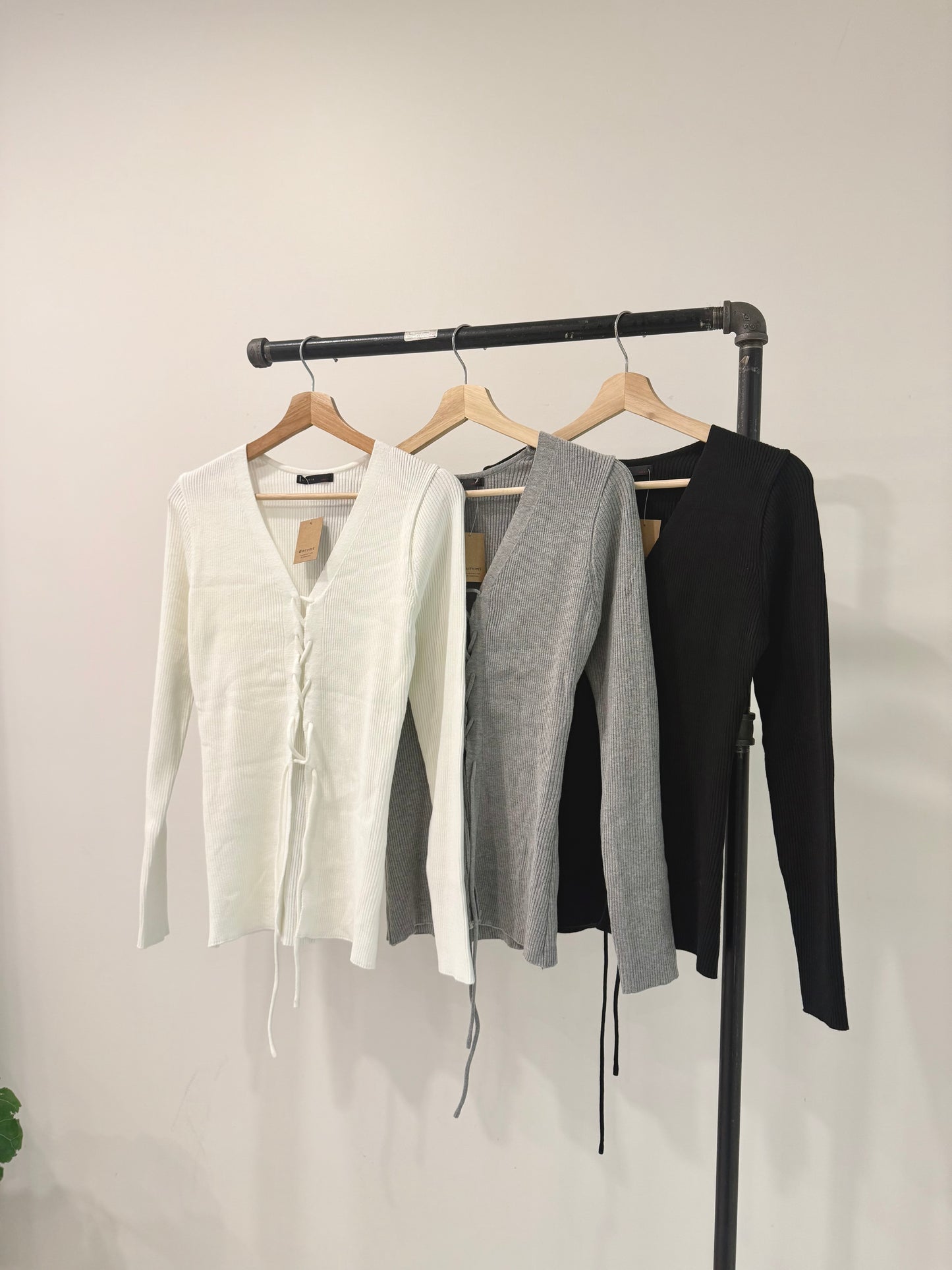 RACK Lace-up knit top