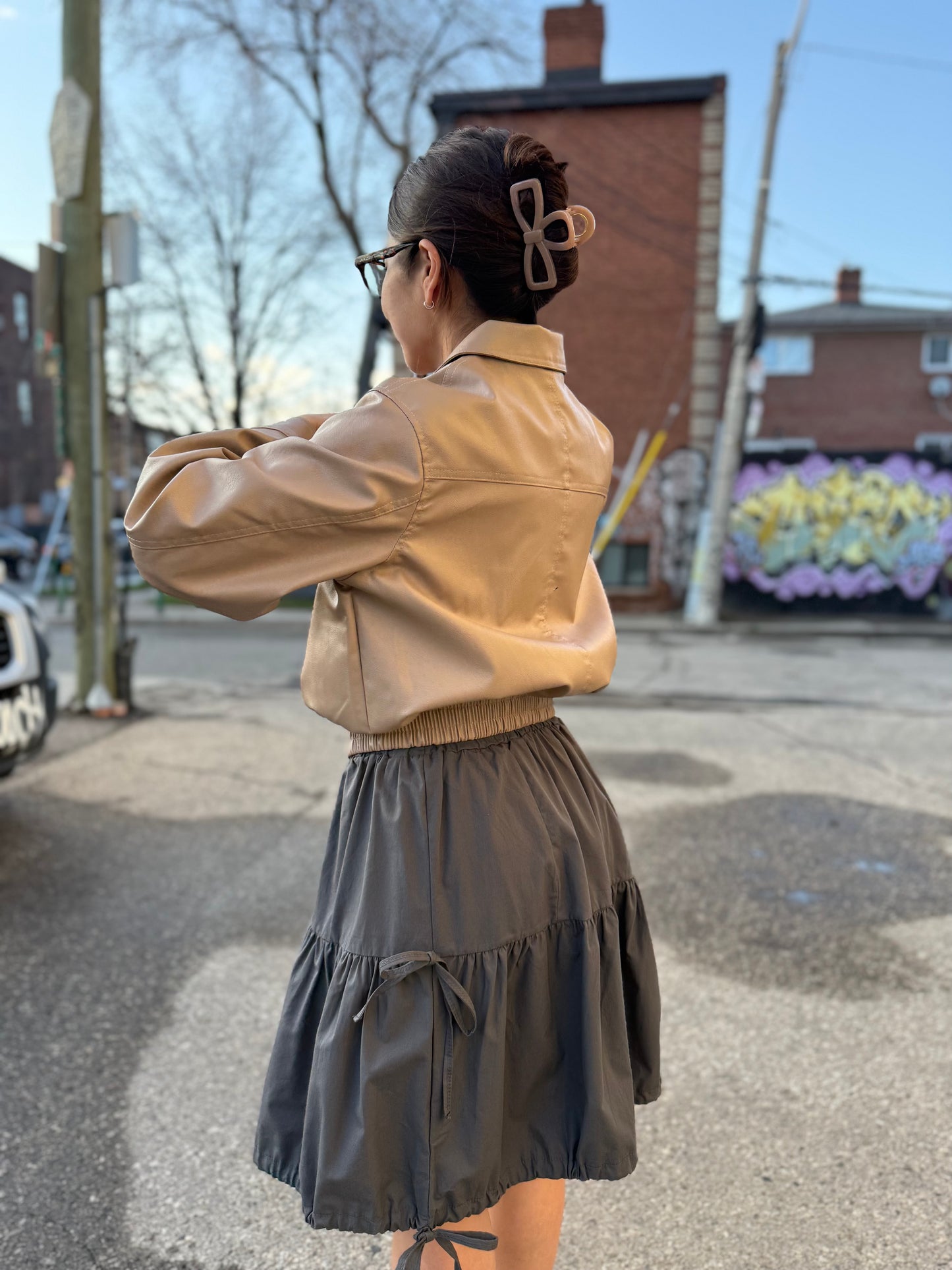 MEEN Cropped faux leather jacket