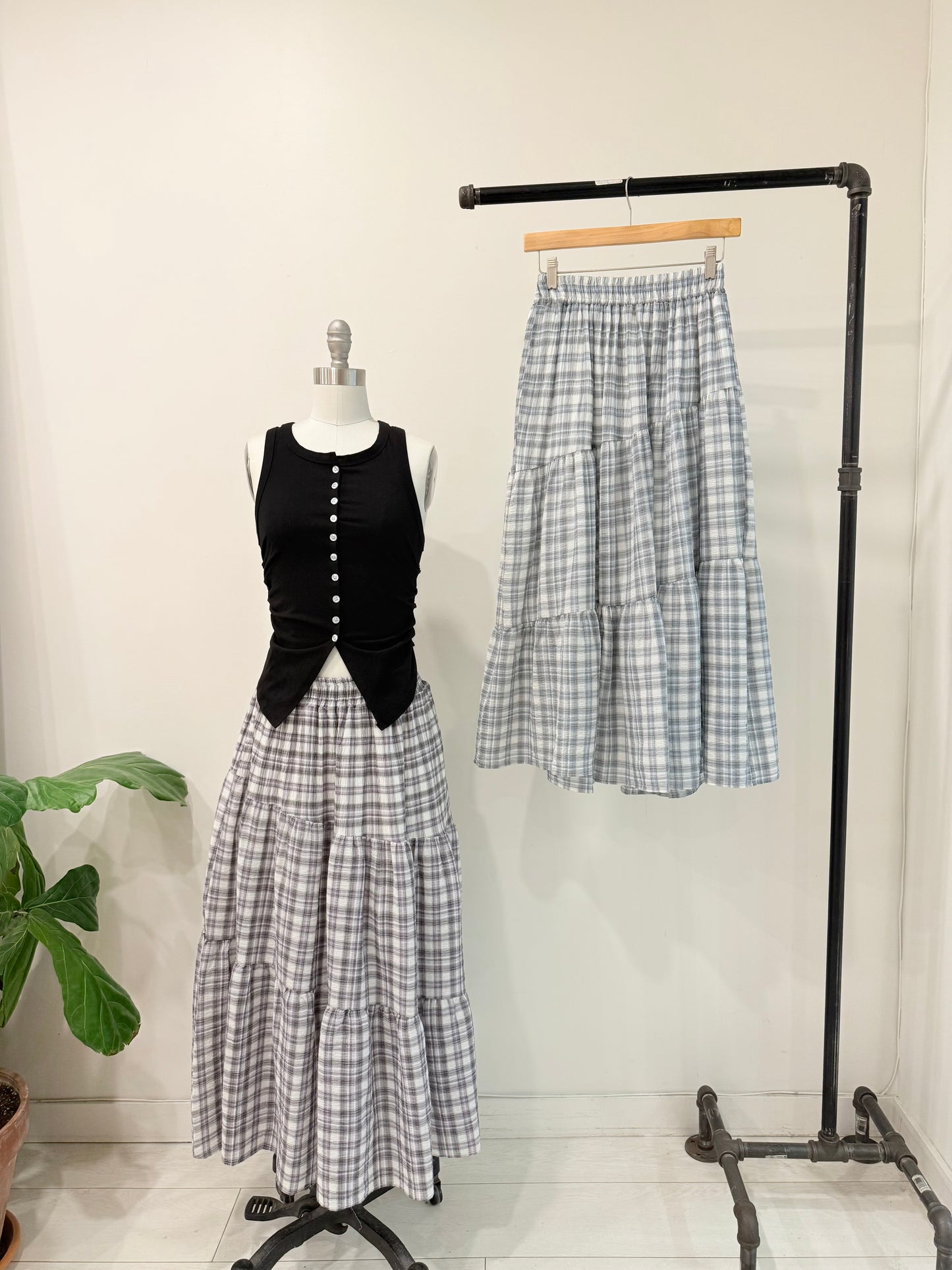 RHEENA Plaid maxi skirt