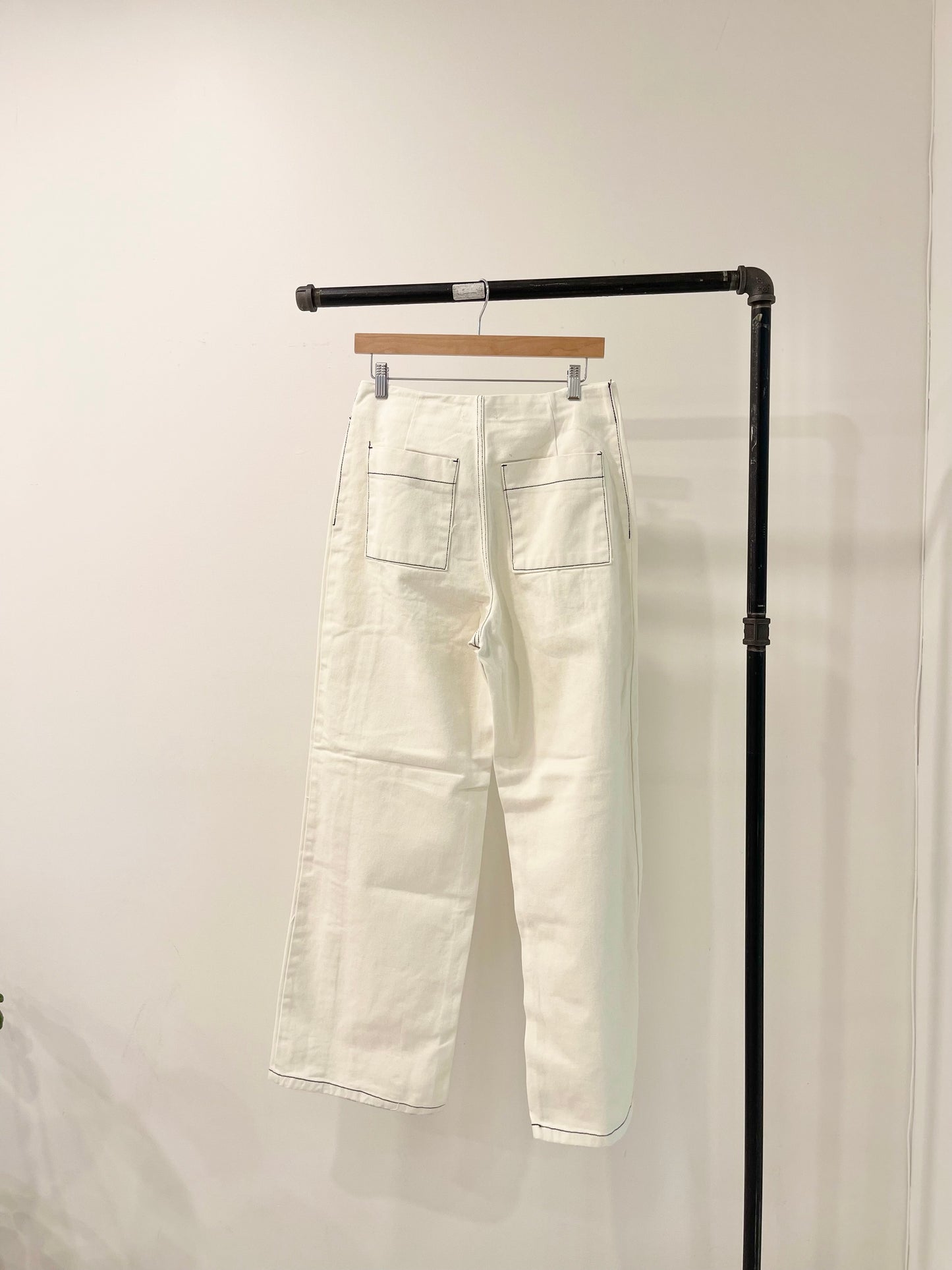 MARLO Contrast-stitch wide-leg pants
