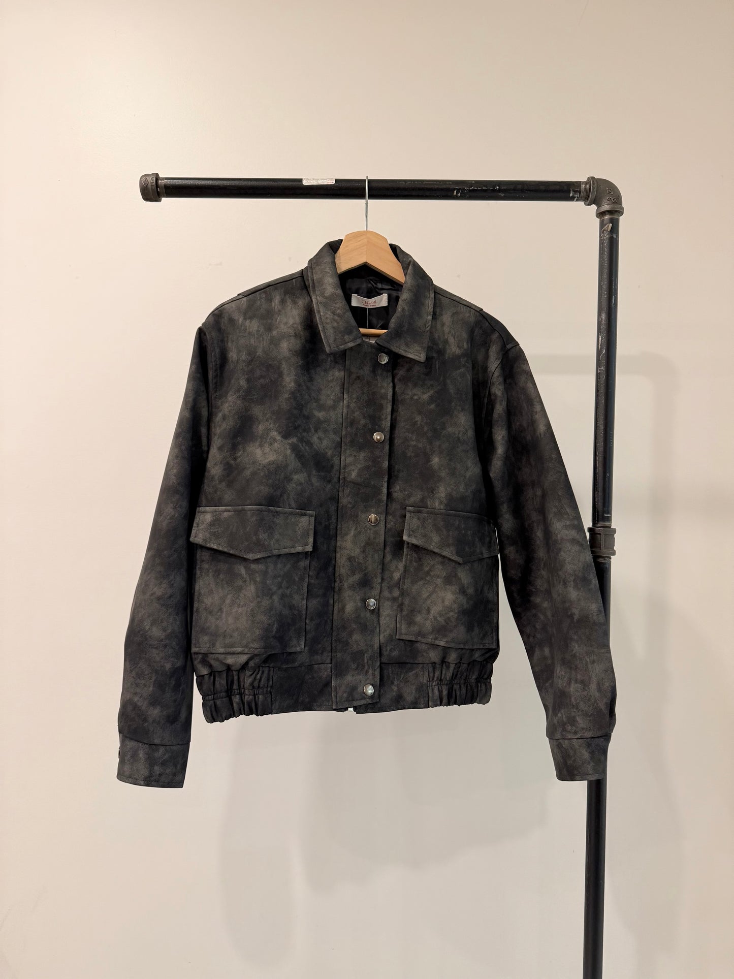 SHOW Washed faux leather bomber