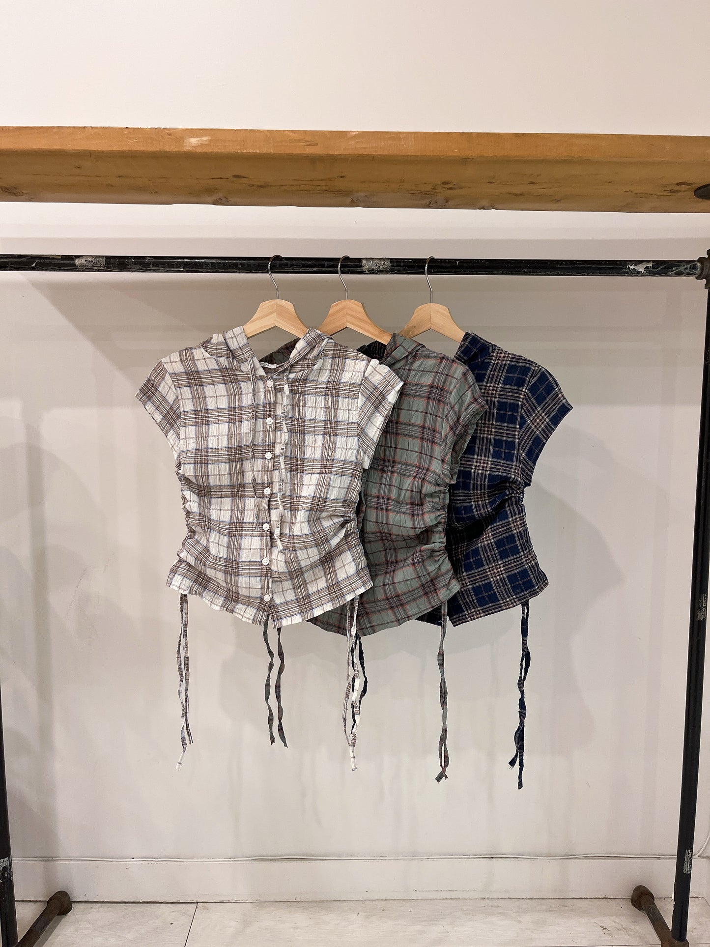 PERTY Plaid hoodie shirt