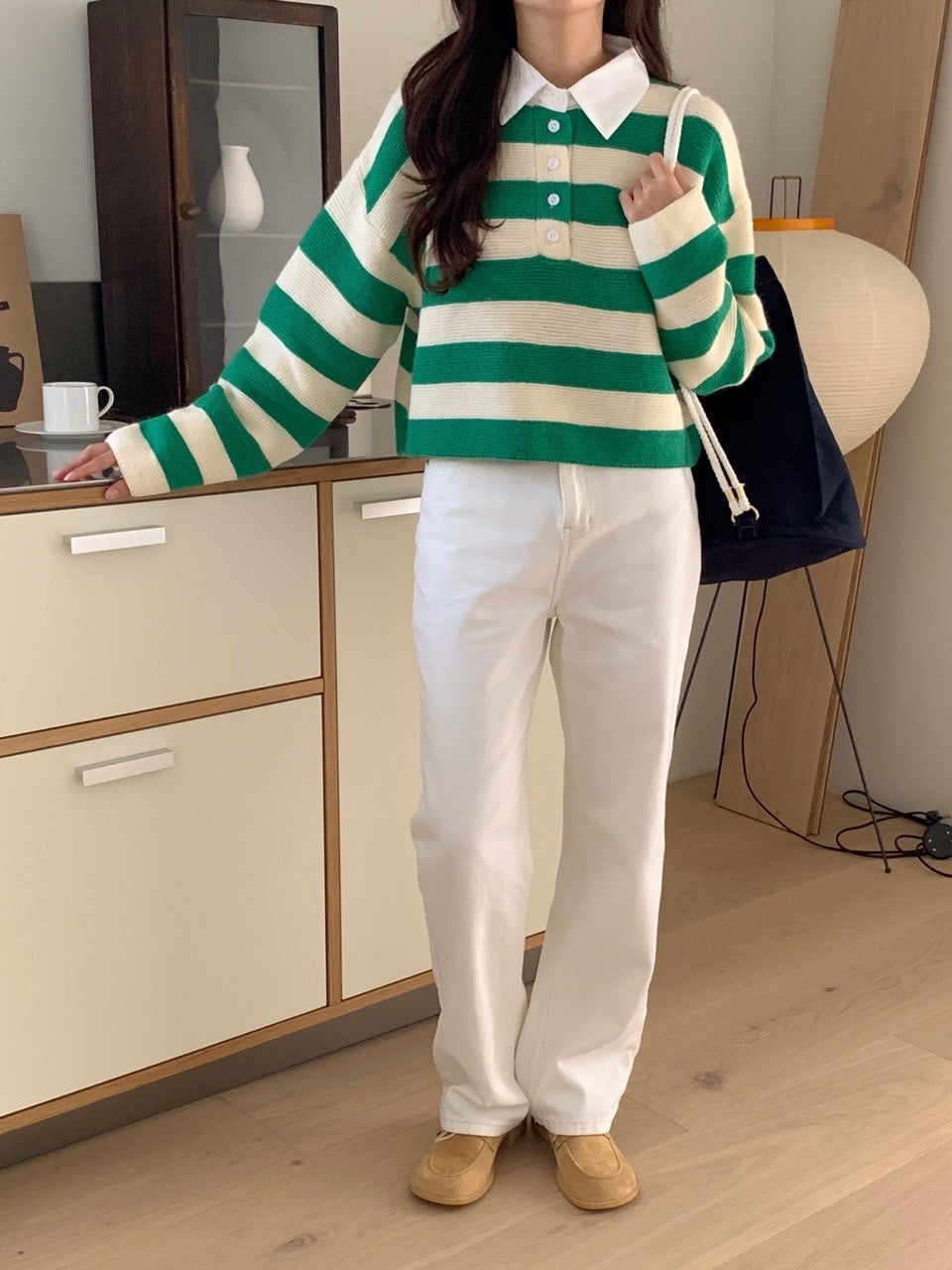 LENA Collared stripe sweater