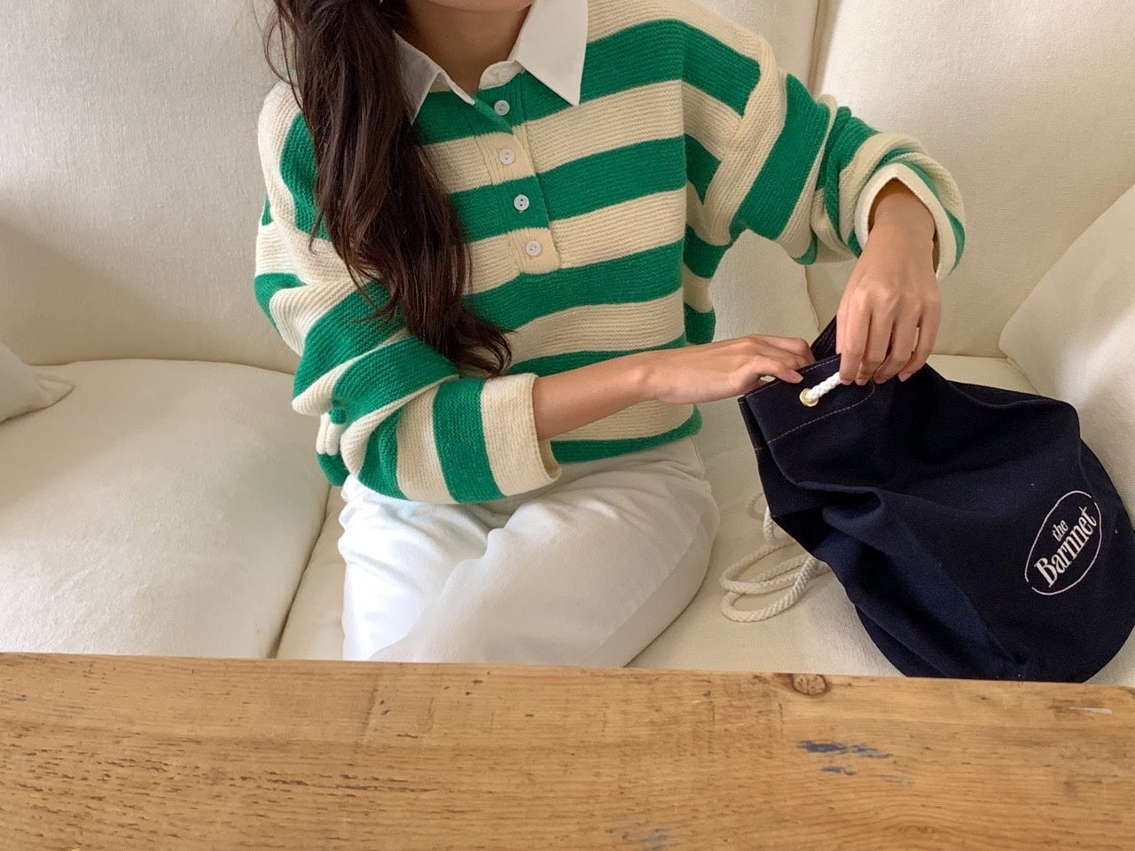 LENA Collared stripe sweater