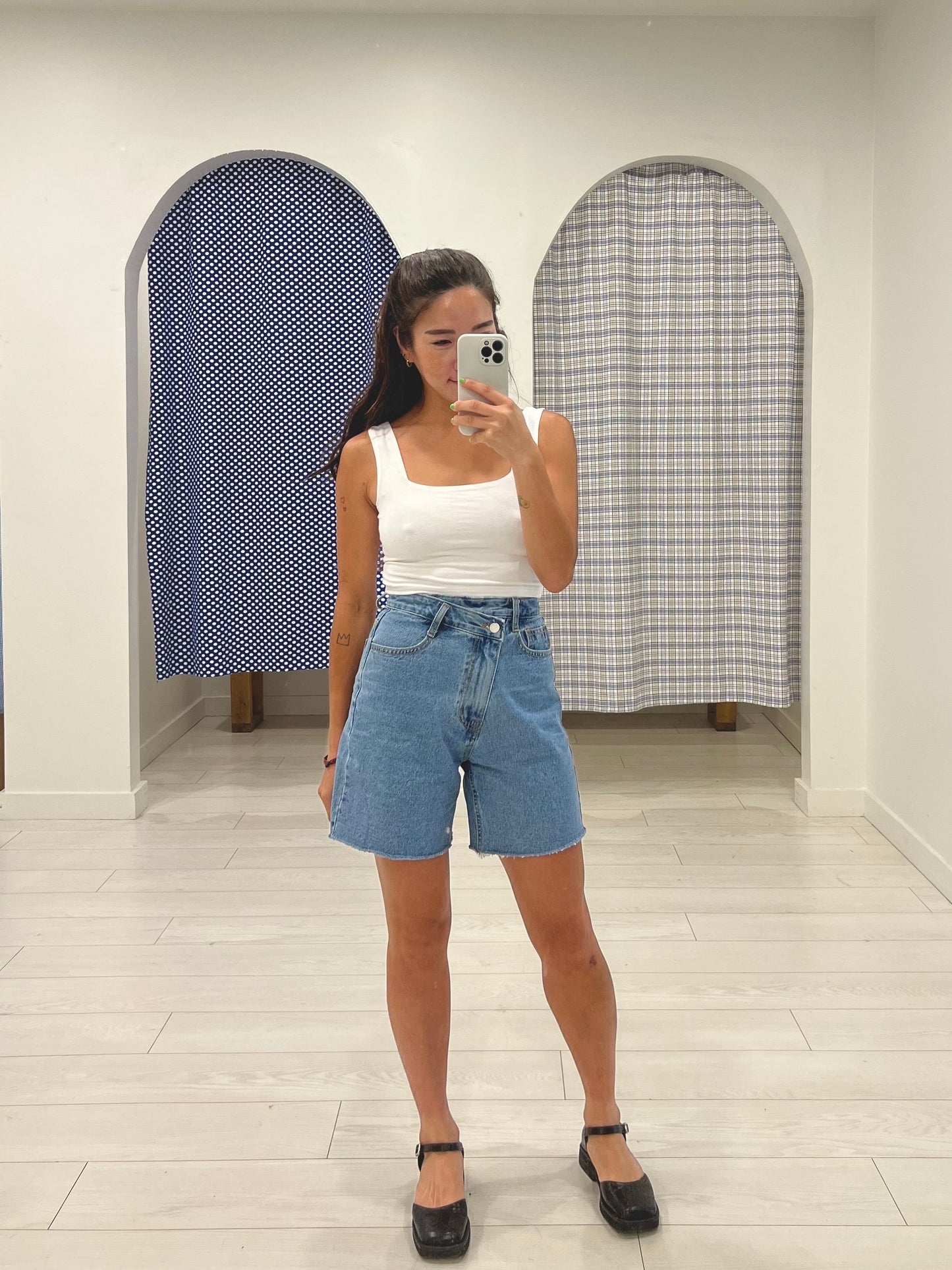 CONA Asymmetric zipper shorts