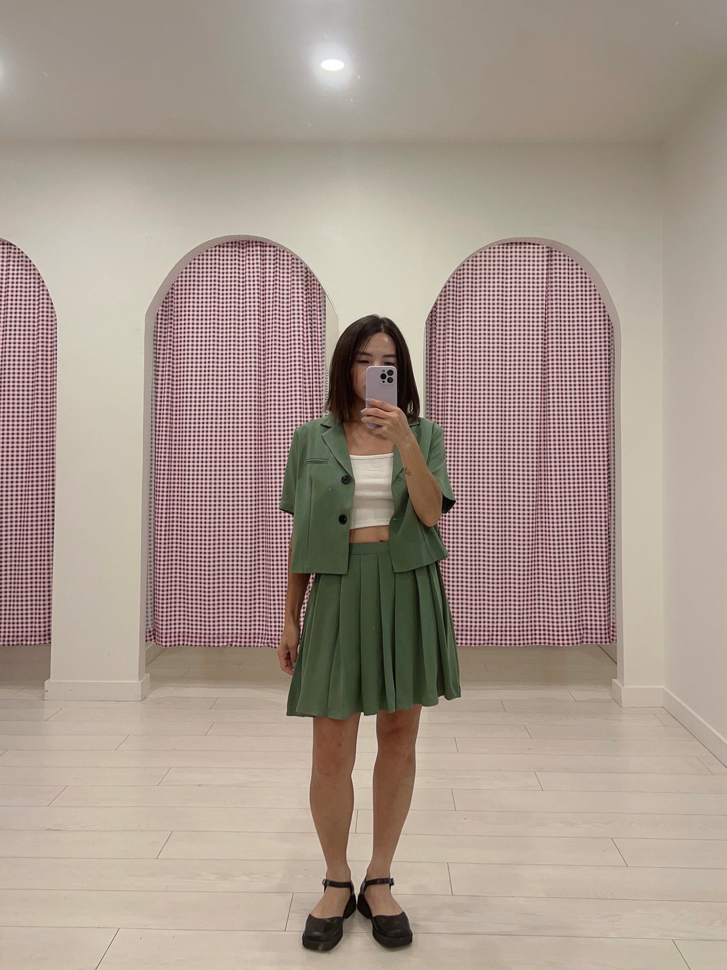 TERRA Pleated mini skirt set