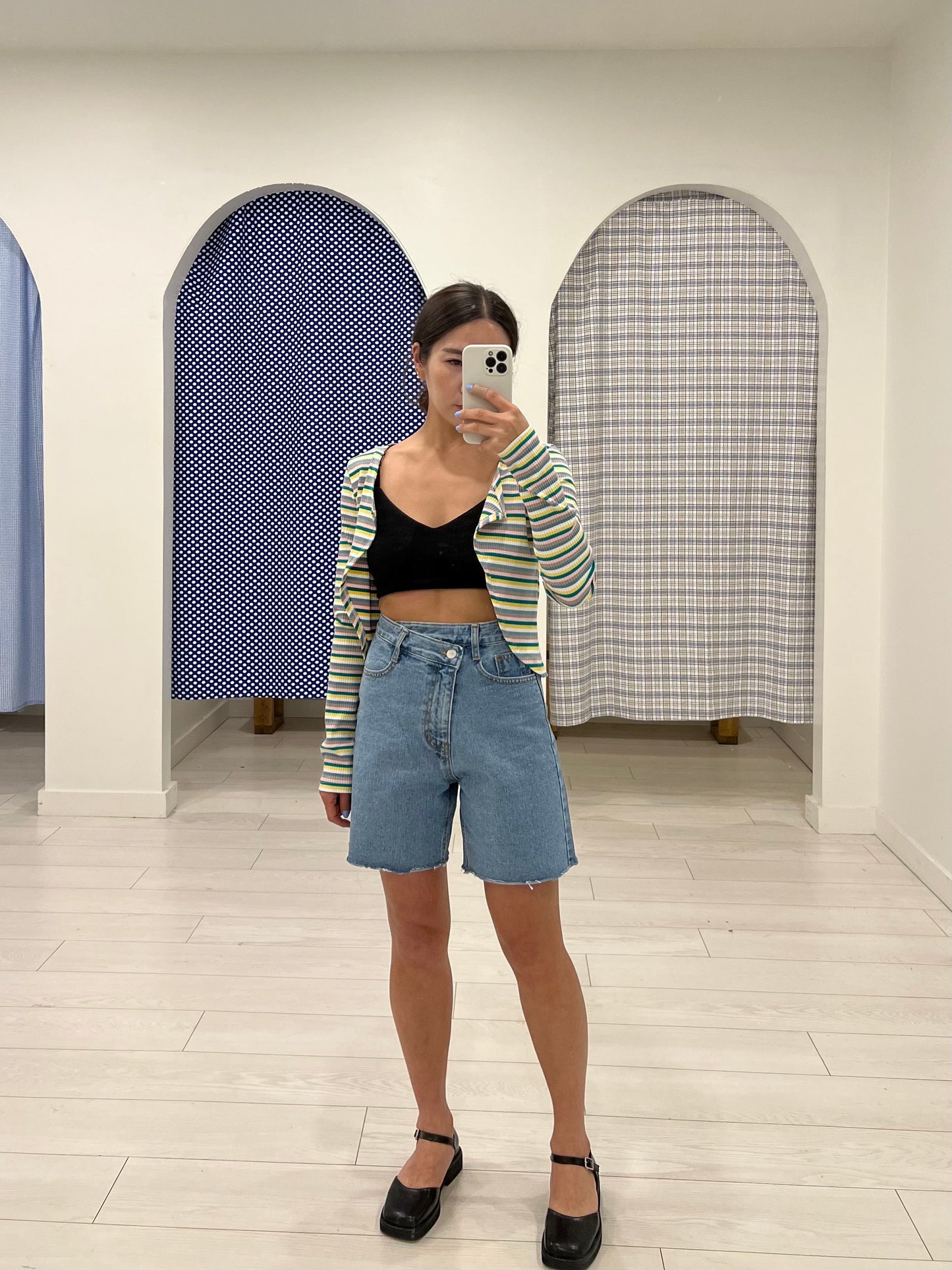 CONA Asymmetric zipper shorts
