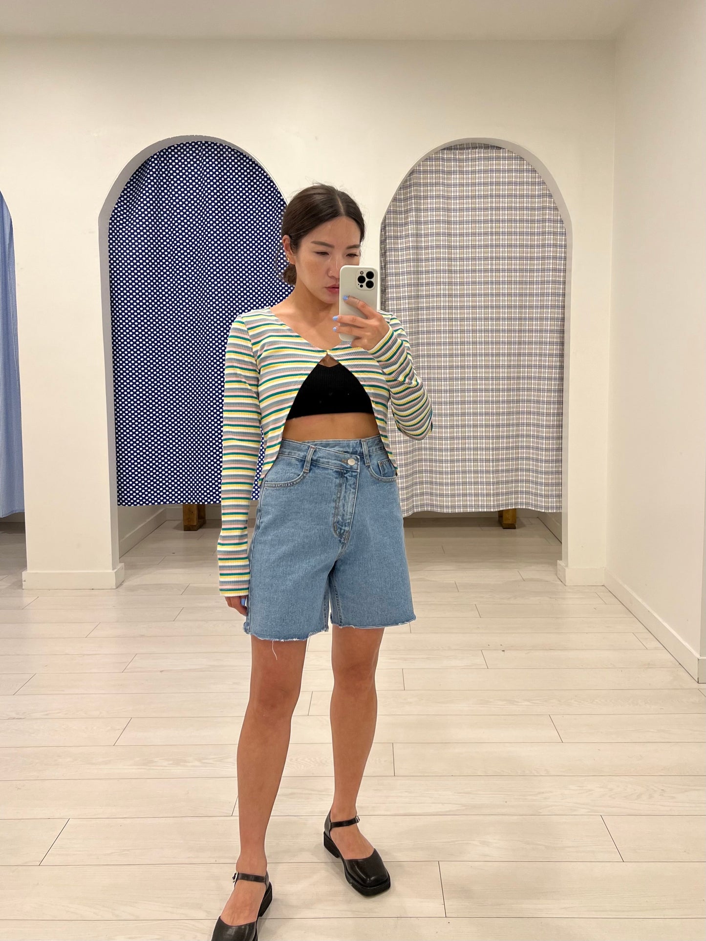 CONA Asymmetric zipper shorts