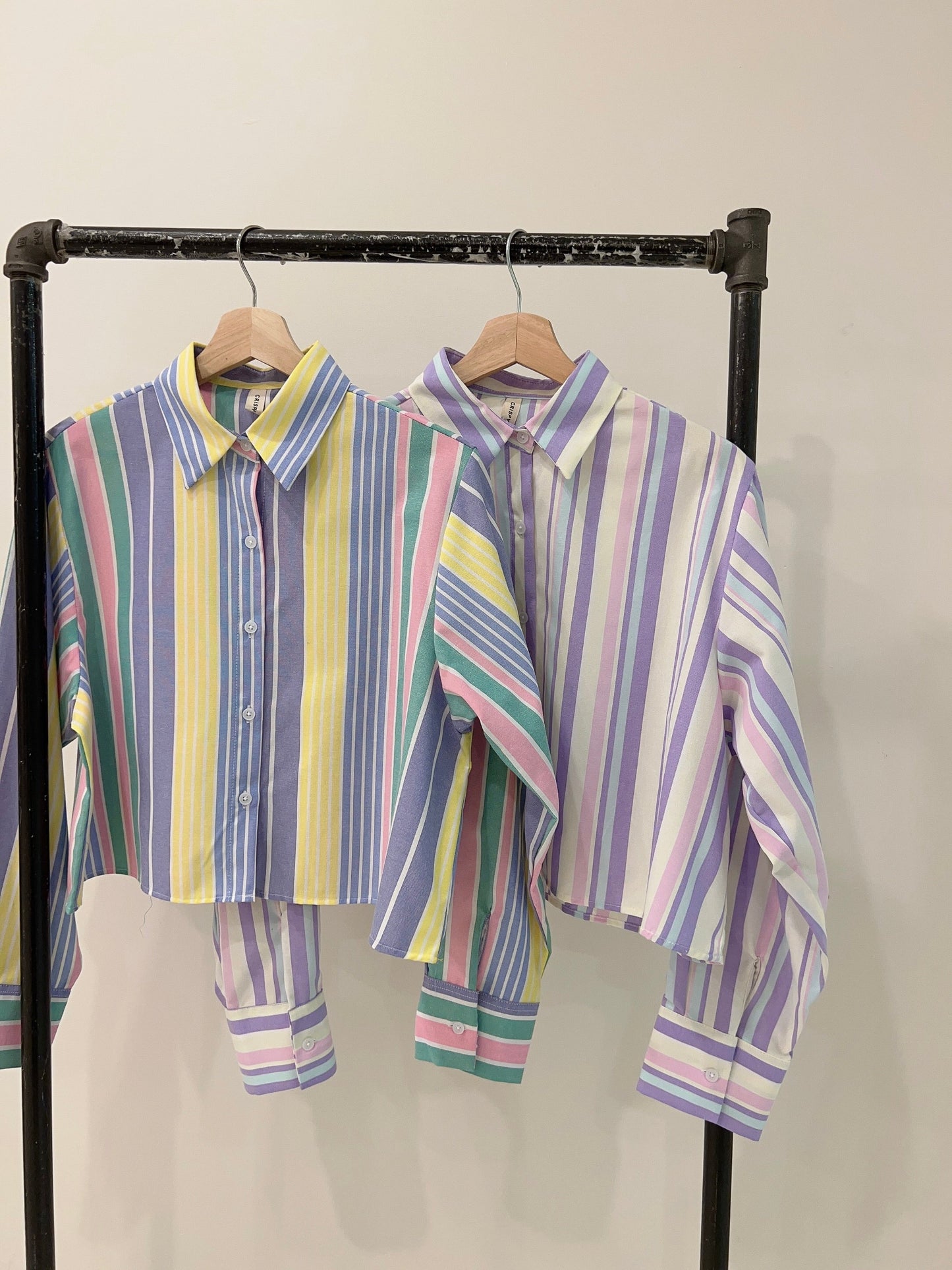 GARROS Multi stripe cropped shirt