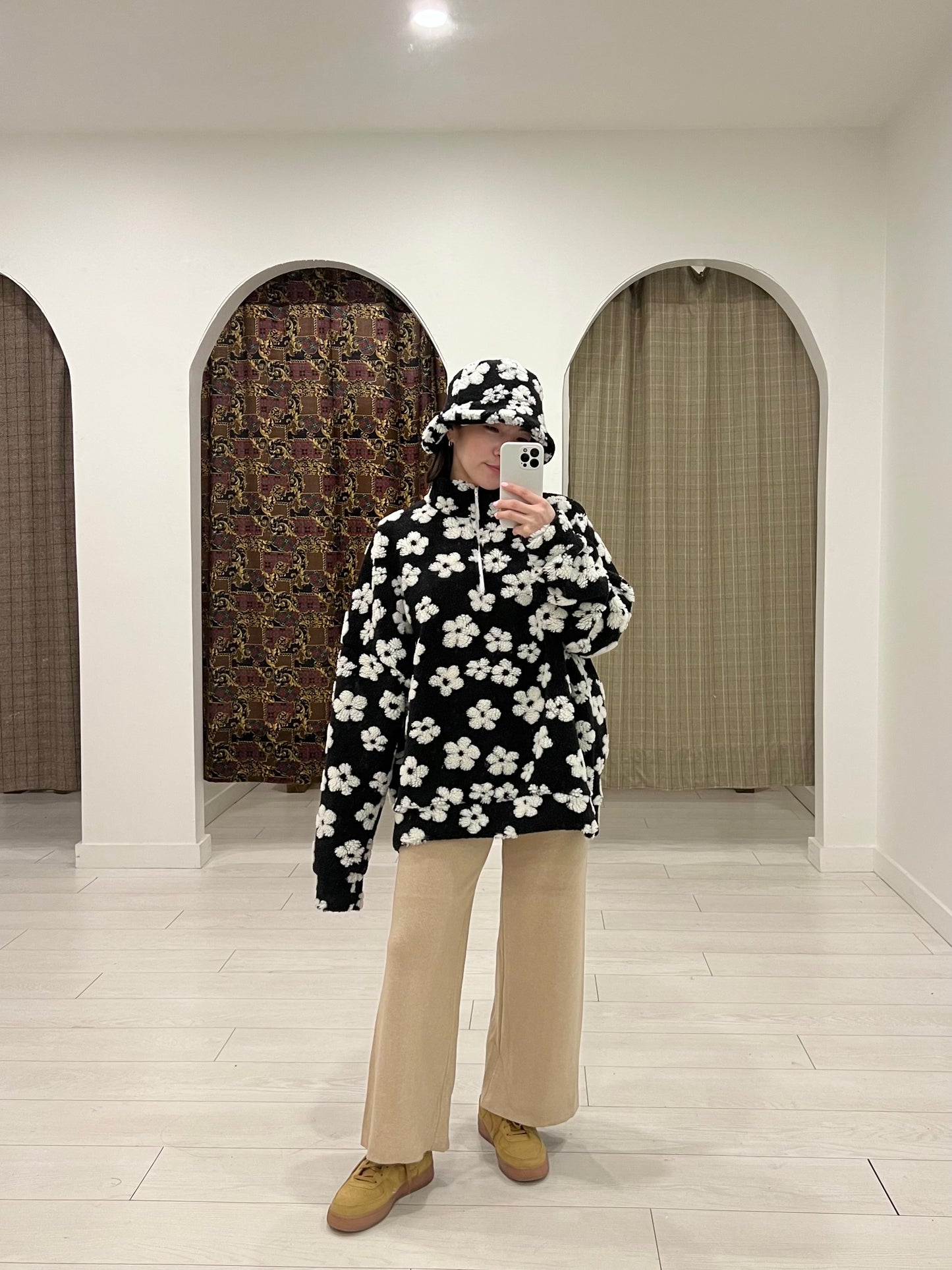 FLORA Half zip fleece top