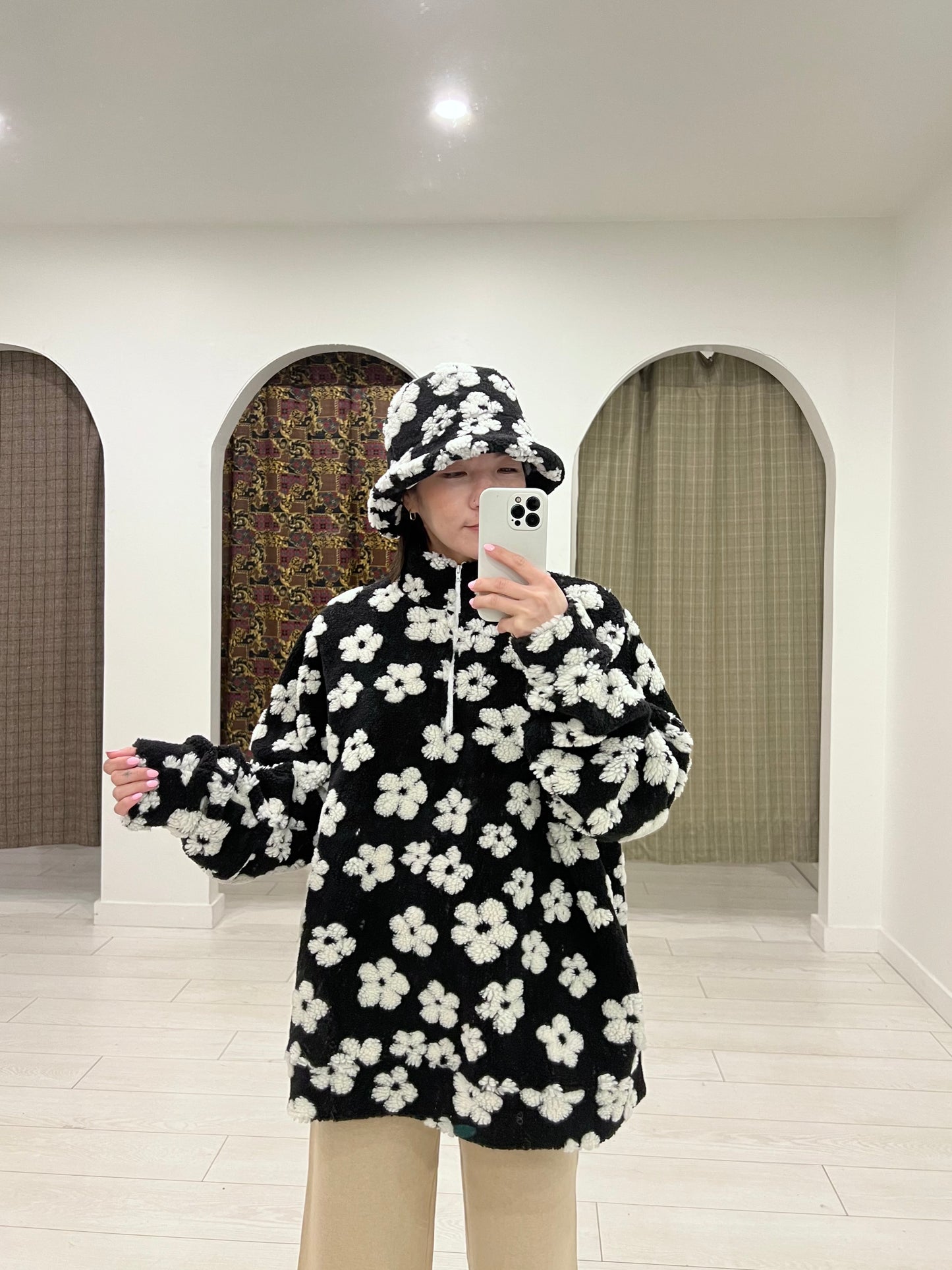 FLORA Half zip fleece top