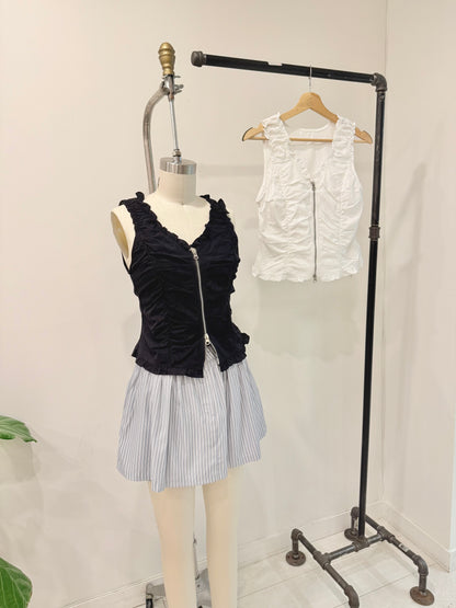 PLEN Ruched zip-up top